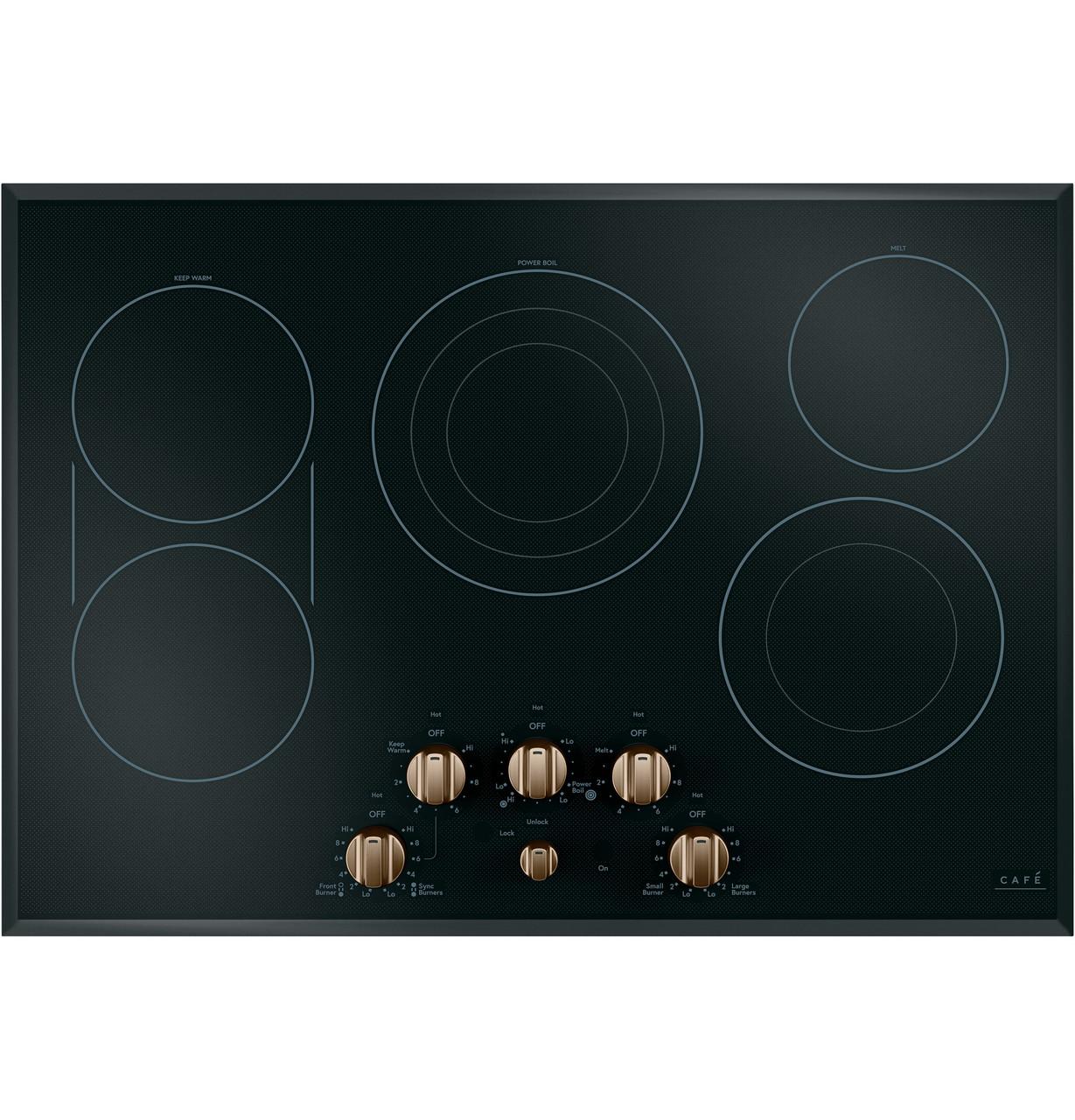 Cafe CXCE1HKPMBZ CAF(EBACK)™ 5 Electric Cooktop Knobs - Brushed Bronze - Image 2