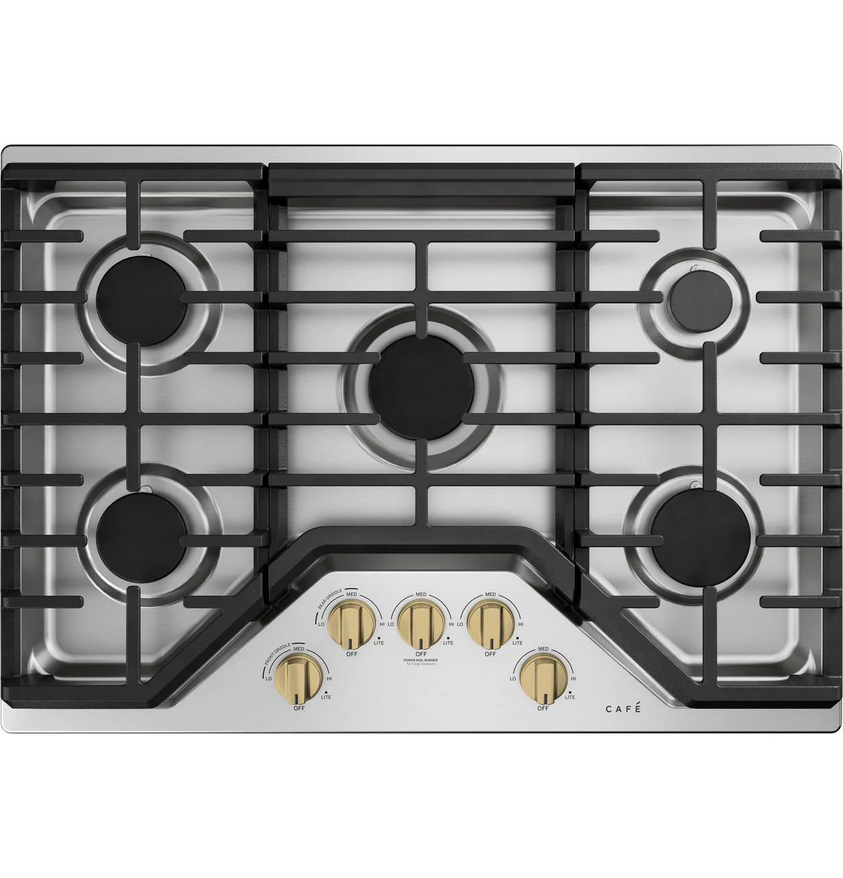 Cafe CXCG1K0PMCG CAF(EBACK)™ 5 Gas Cooktop Knobs - Brushed Brass - Image 2