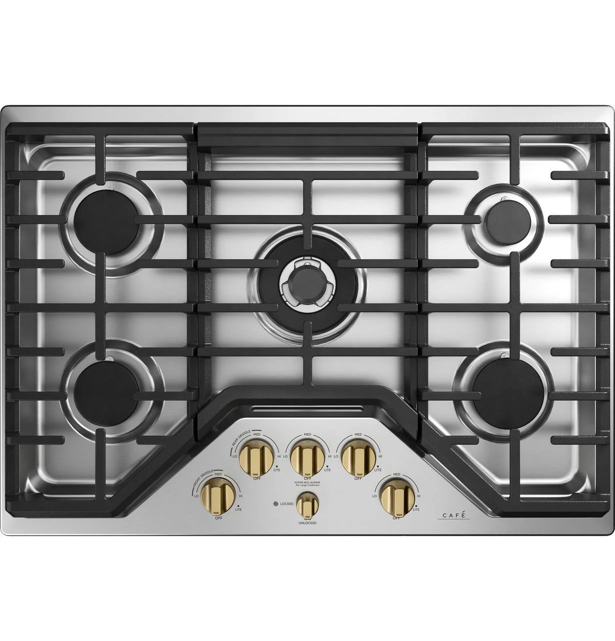 Cafe CXCG1K0PMCG CAF(EBACK)™ 5 Gas Cooktop Knobs - Brushed Brass - Image 5