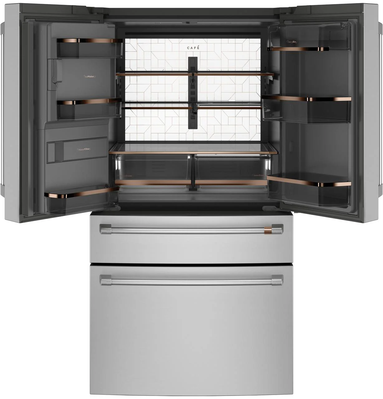Cafe CXE22DP2PS1 CAF(EBACK)™ ENERGY STAR® 22.3 Cu. Ft. Smart Counter-Depth 4-Door French-Door Refrigerator - Image 3