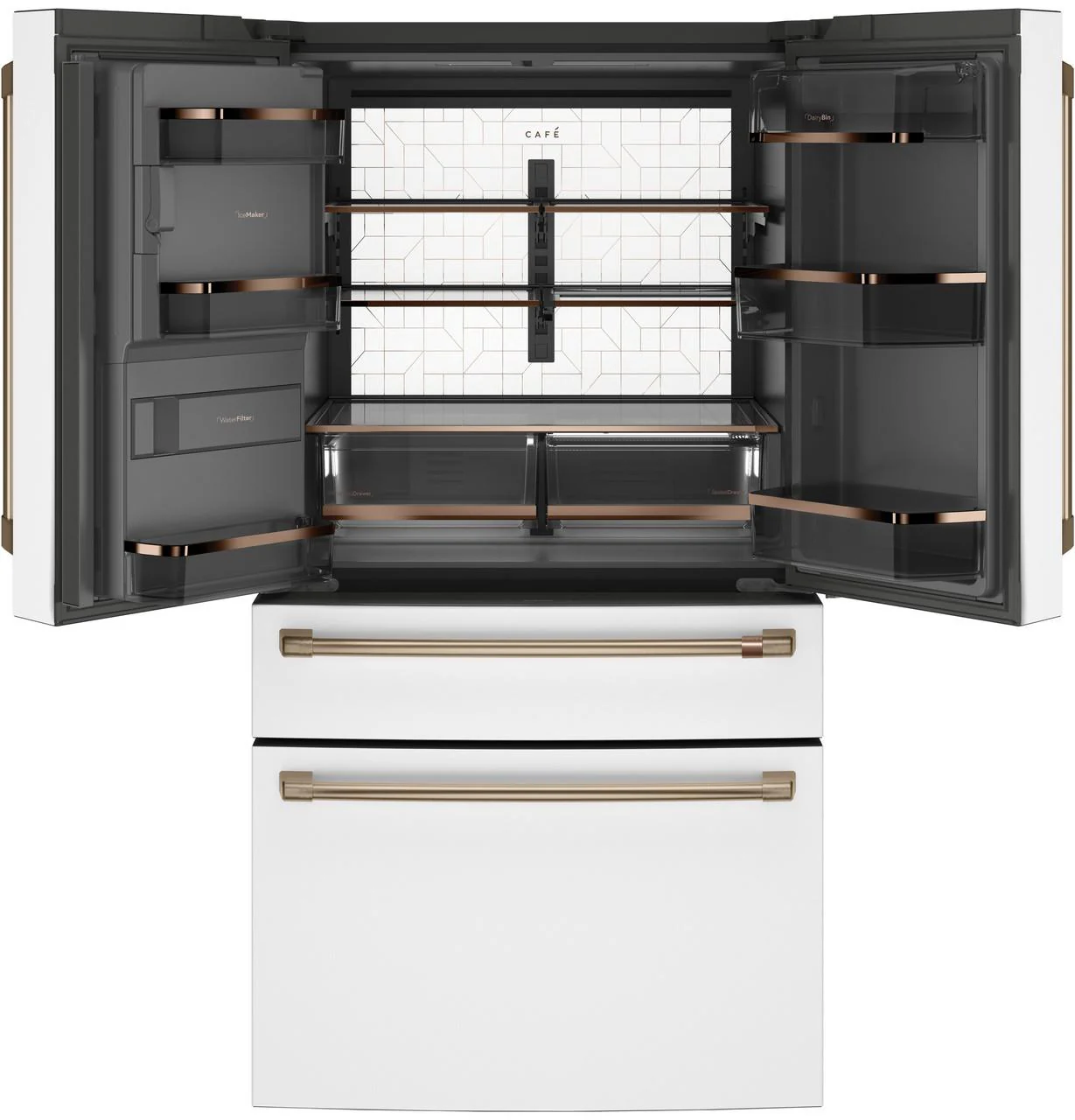 Cafe CXE22DP4PW2 CAF(EBACK)™ ENERGY STAR 22.3 Cu. Ft. Smart Counter-Depth 4-Door French-Door Refrigerator - Image 3