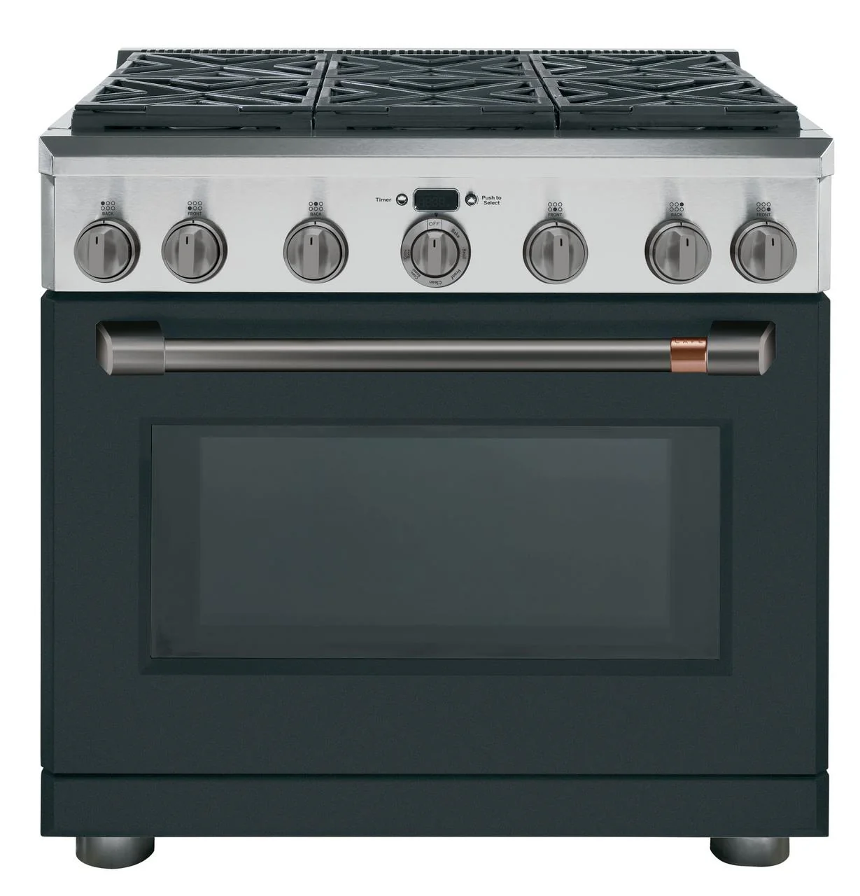 Cafe CXPR6HKPMBT Caf(eback)™ 36" Brushed Black Handle & Knob Set for Pro Range and Rangetop - Image 2