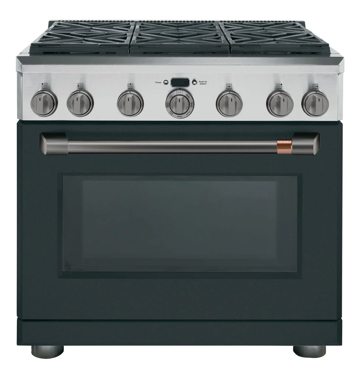 Cafe CXPR6HKPMBT Caf(eback)™ 36" Brushed Black Handle & Knob Set for Pro Range and Rangetop - Image 3
