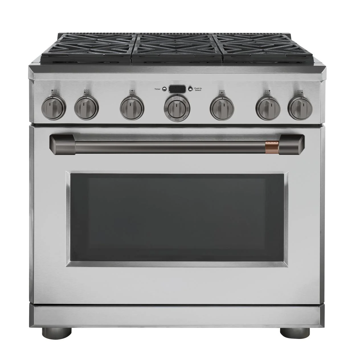 Cafe CXPR6HKPMBT Caf(eback)™ 36" Brushed Black Handle & Knob Set for Pro Range and Rangetop - Image 7