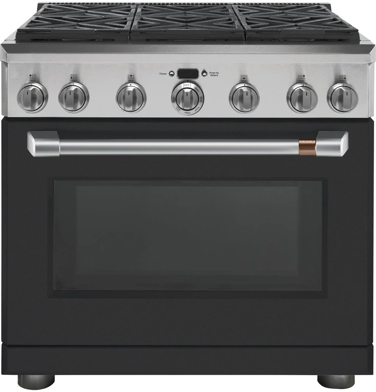 Cafe CXPR6HKPMSS Caf(eback)™ 36" Brushed Stainless Handle & Knob Set for Pro Range and Rangetop - Image 2