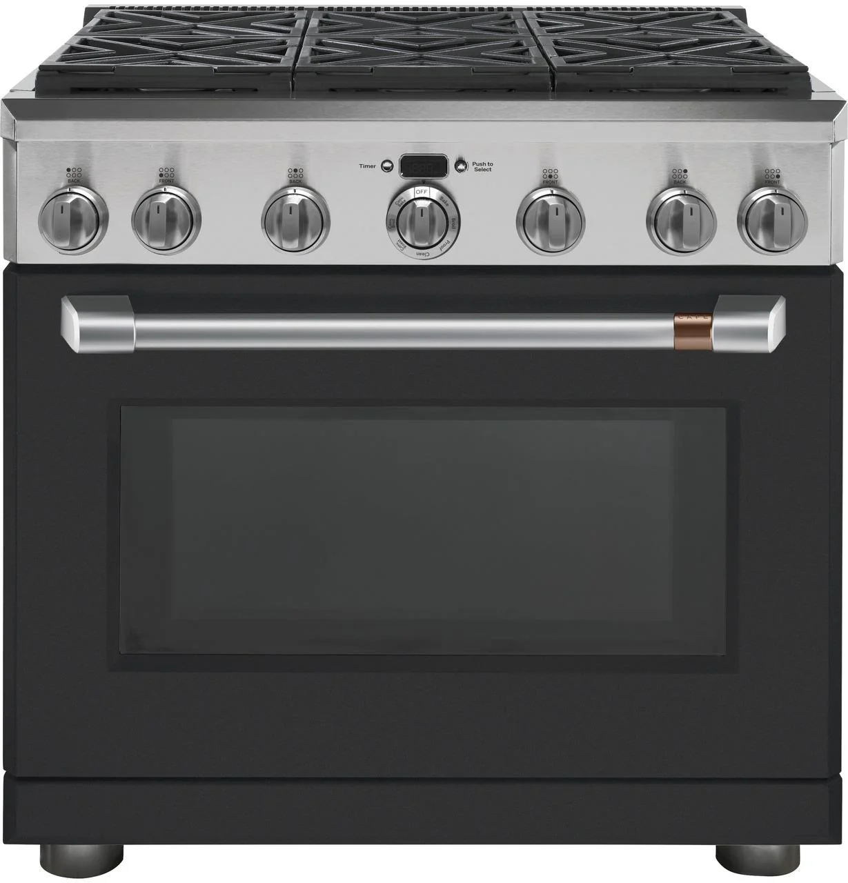 Cafe CXPR6HKPMSS Caf(eback)™ 36" Brushed Stainless Handle & Knob Set for Pro Range and Rangetop - Image 3