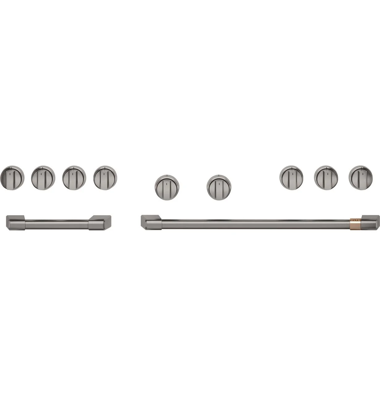 Cafe CXPR8HKPTBT Caf(eback)™ 48" Brushed Black Handle & Knob Set for Pro Range and Rangetop