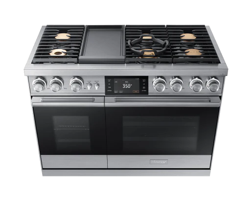 Dacor DOP48M96DLS 48" Pro Dual-Fuel Steam Range, Silver Stainless Steel, Natural Gas - Image 3