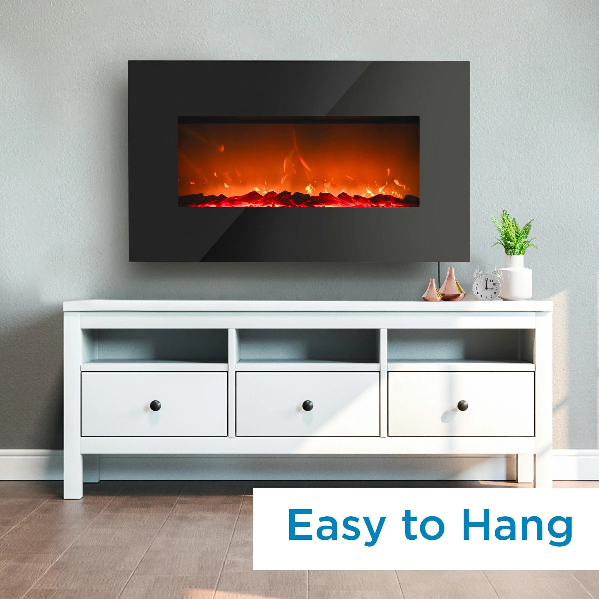 DDEF03813BD13 Danby Designer 38 Wall Mount Electric Fireplace in Black - Image 3