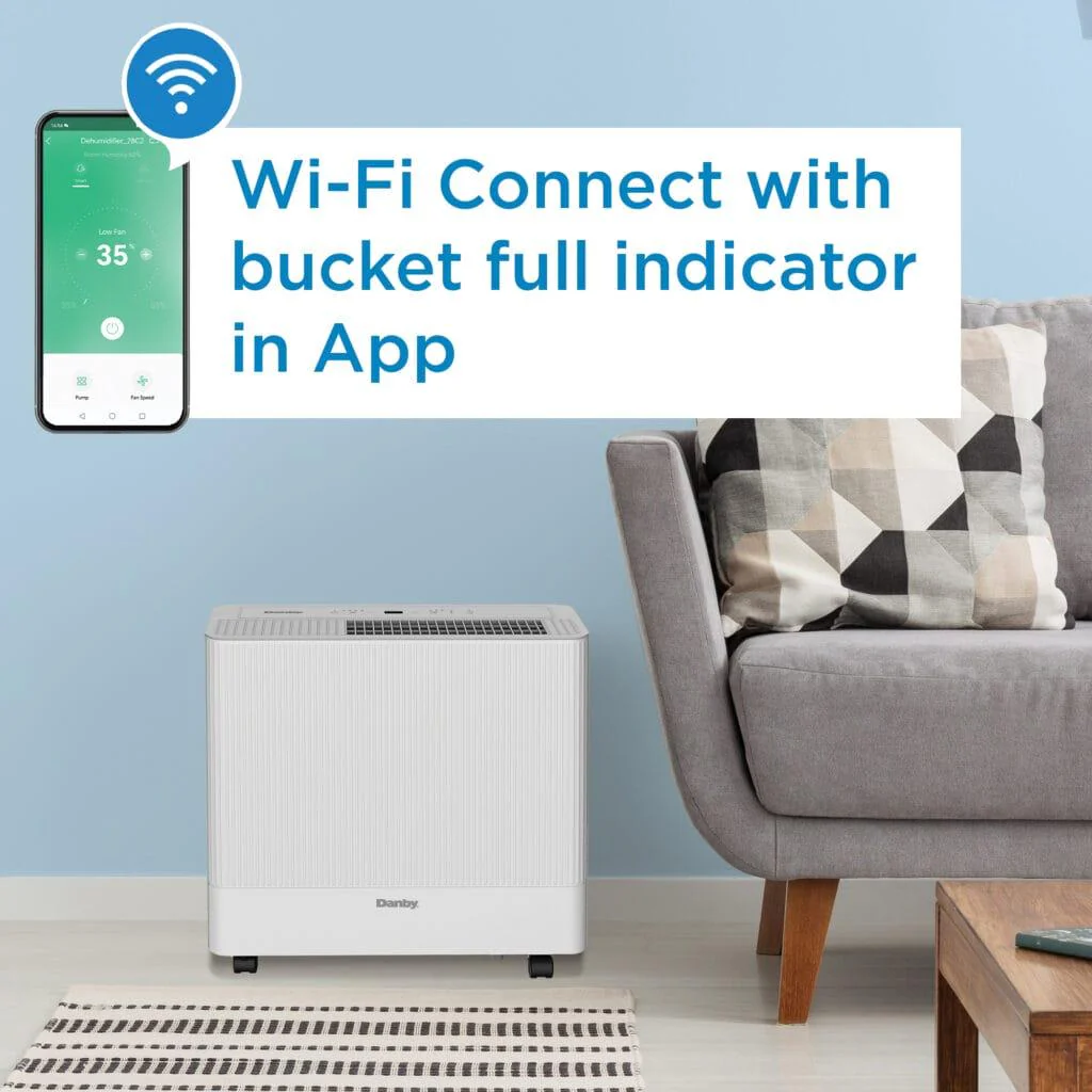 DDR050BSPWDB Danby 50-Pint Dehumidifier with Pump & Wi-Fi in White - Image 13