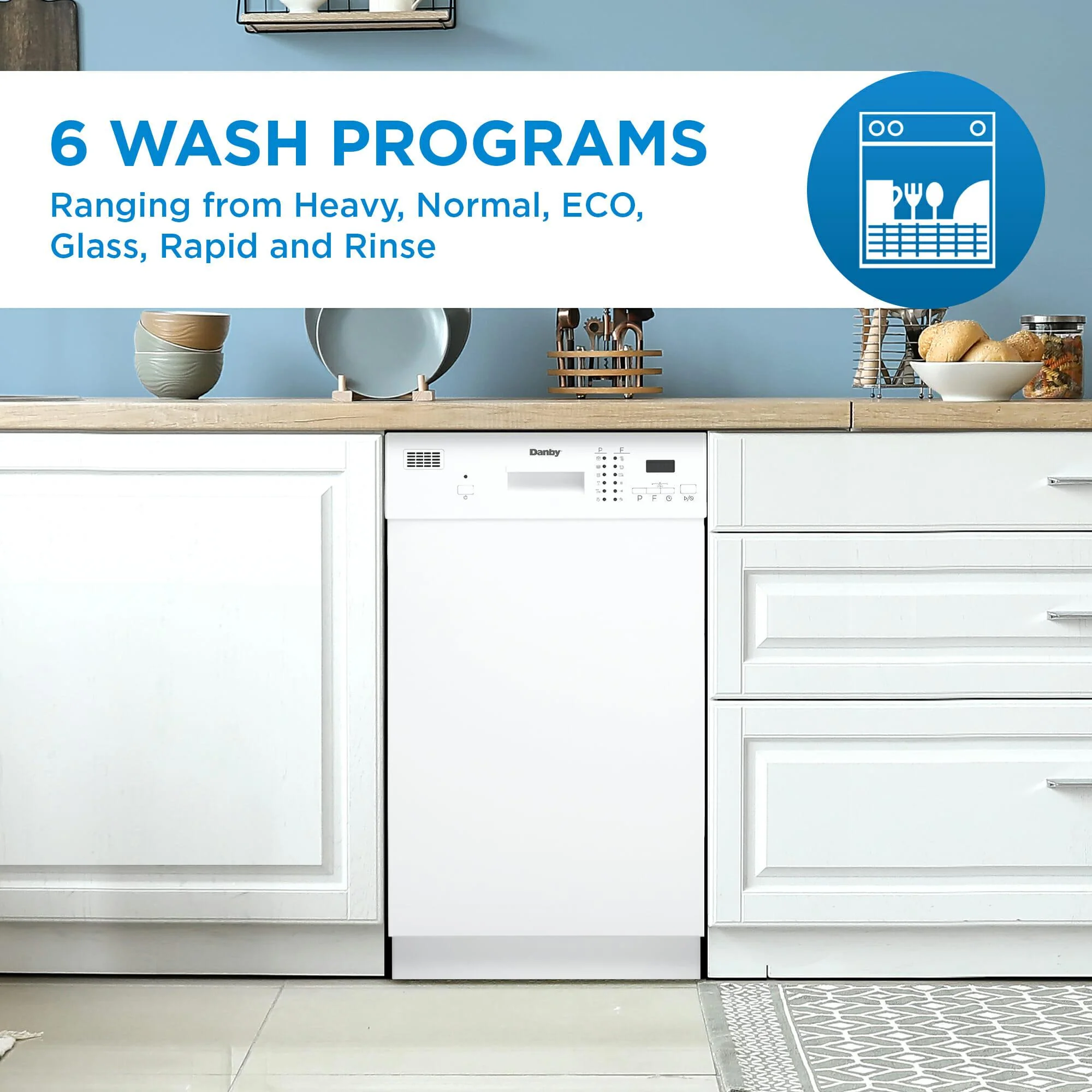 Danby 18" Wide Built-in Dishwasher in White - Image 6