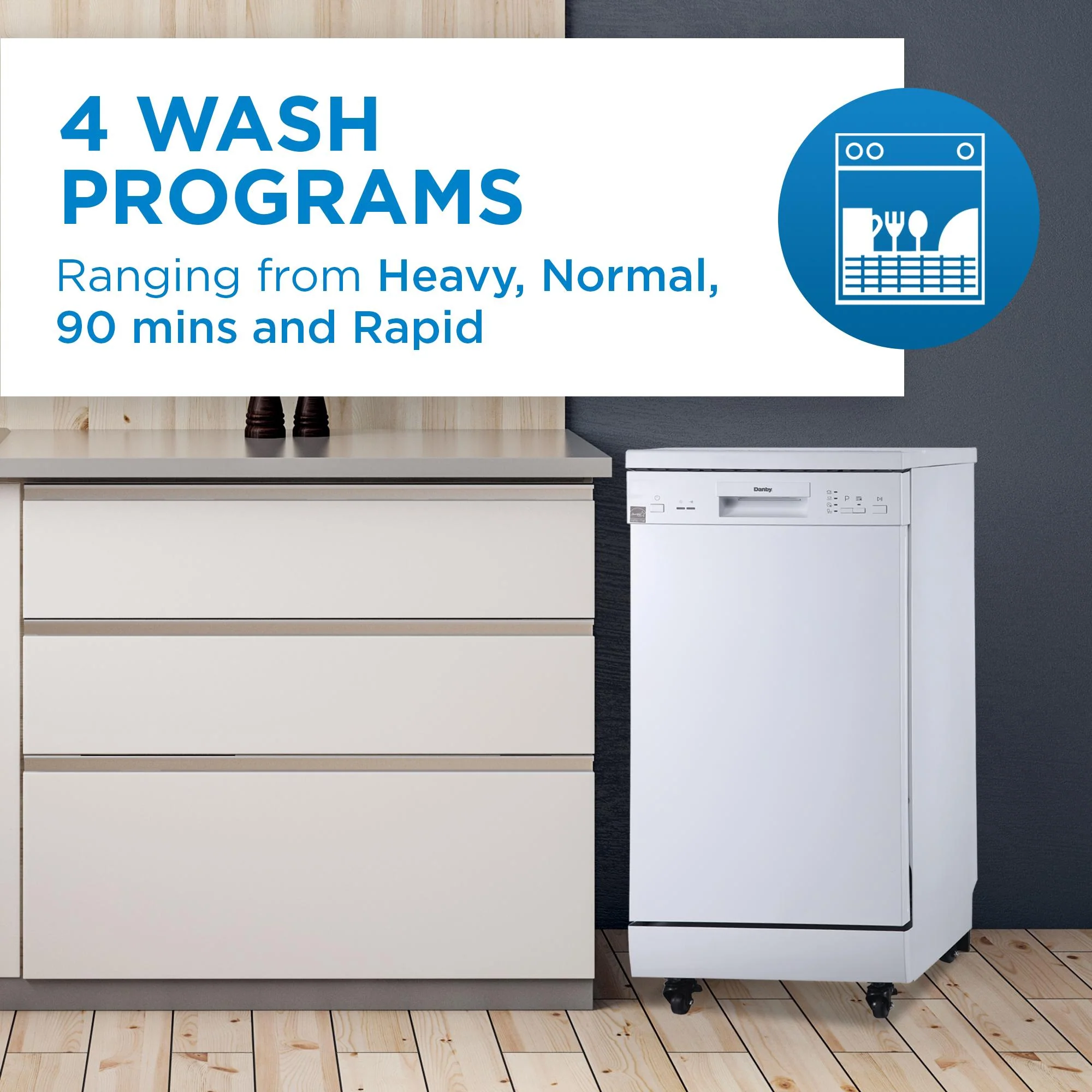 DDW1805EWP Danby 18 Wide Portable Dishwasher in White - Image 8