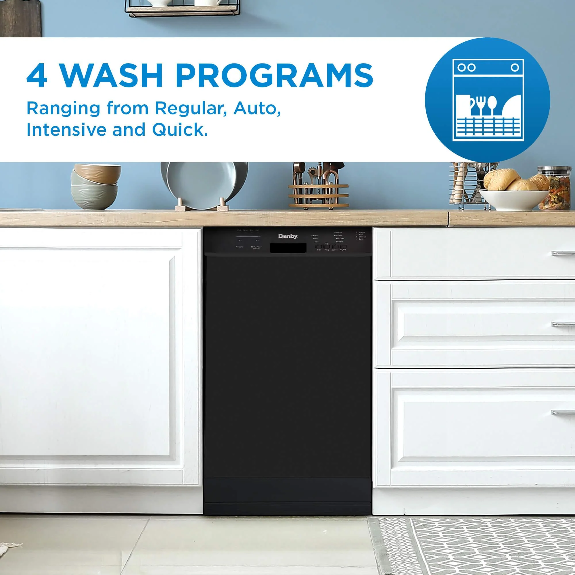 DDW18D1EB Danby 18 Wide Built-in Dishwasher in Black - Image 2