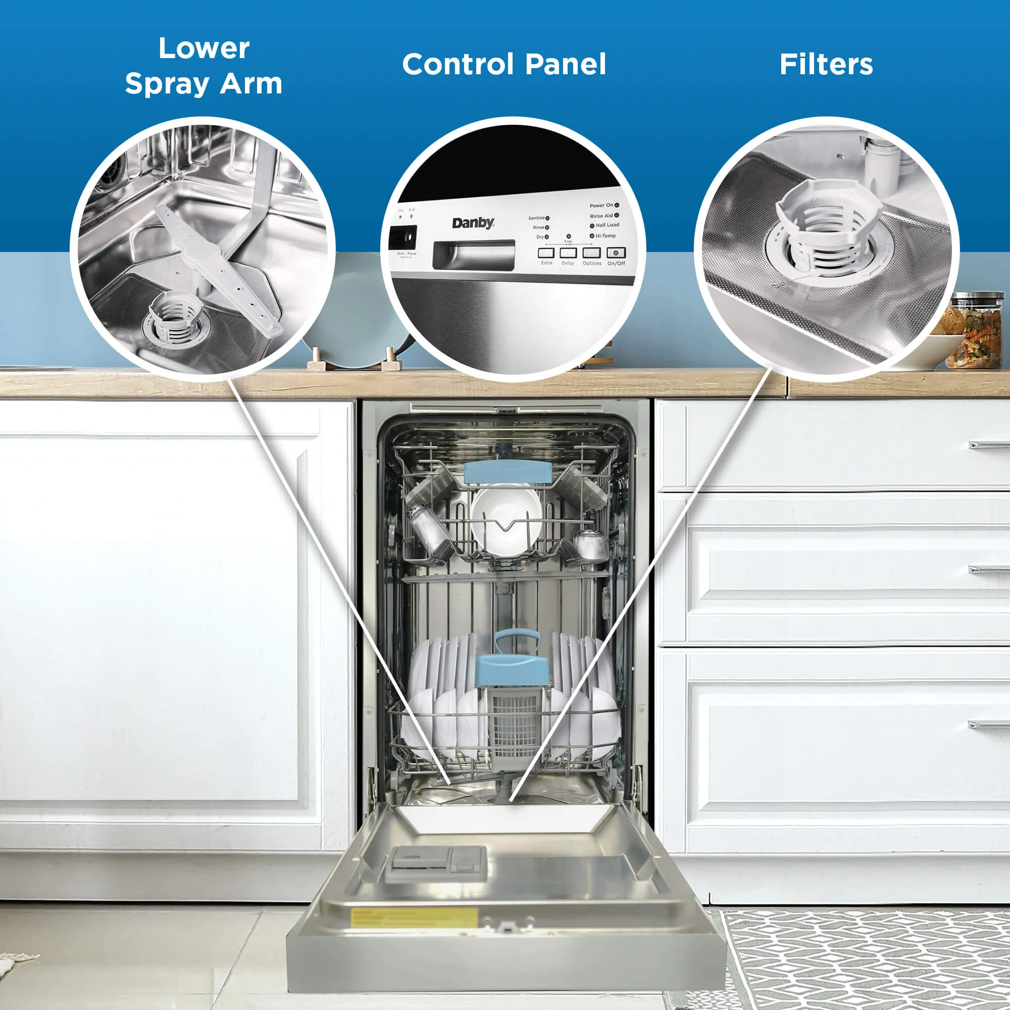 DDW18D1ESS Danby 18 Wide Built-in Dishwasher in Stainless Steel - Image 8