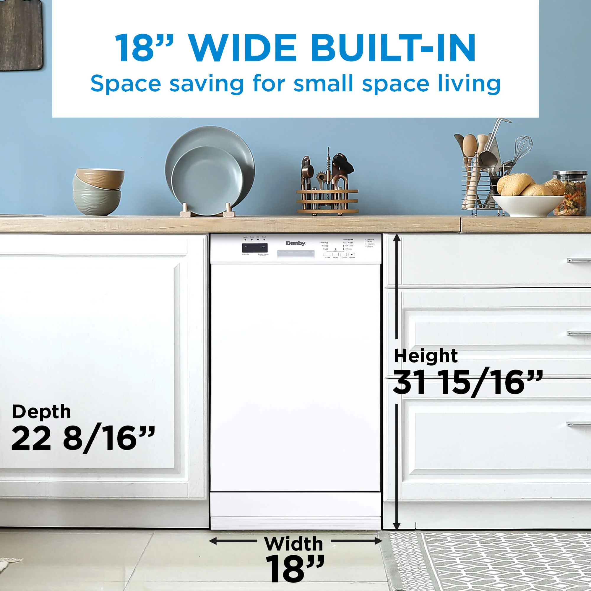 DDW18D1EW Danby 18 Wide Built-in Dishwasher in White - Image 15