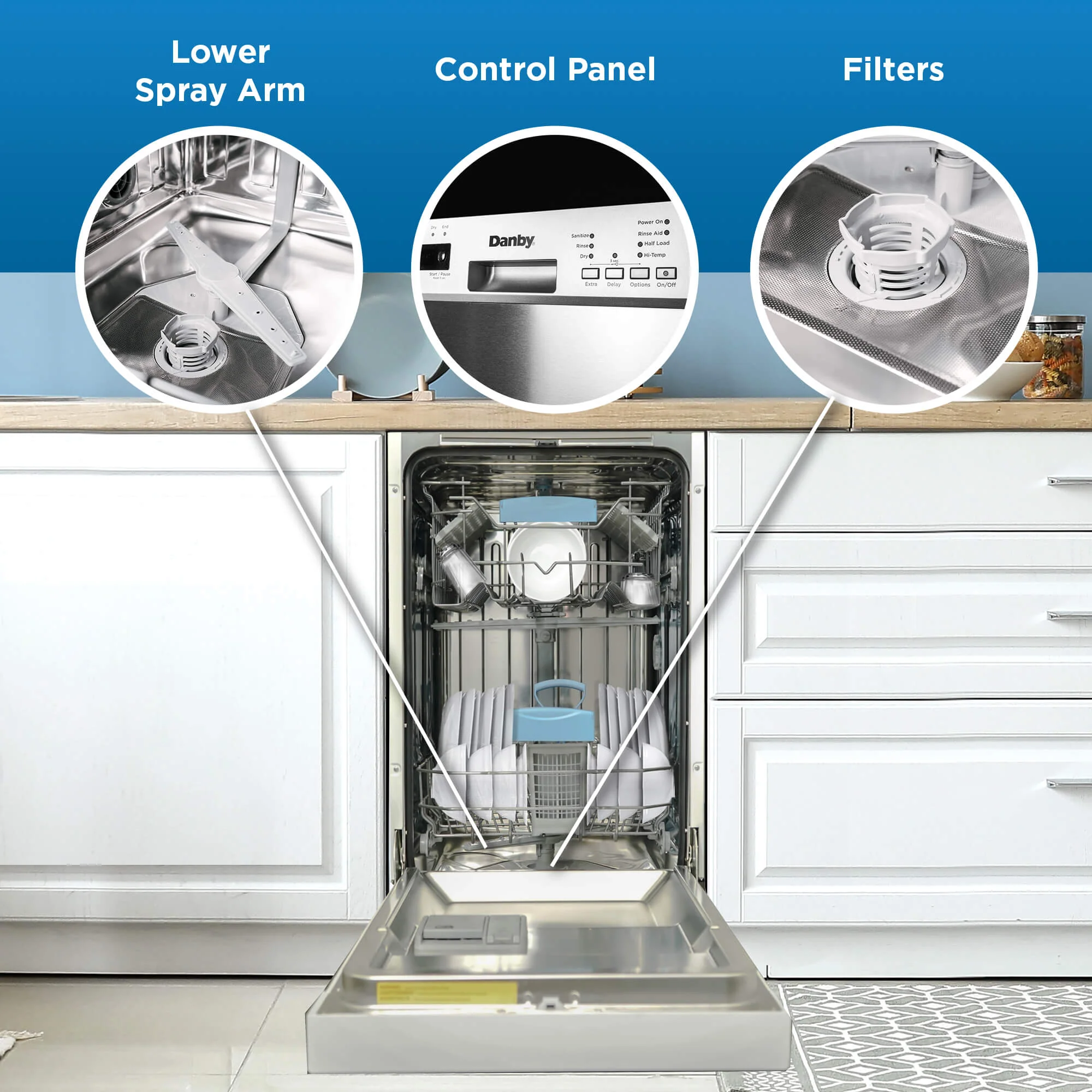 DDW18D1EW Danby 18 Wide Built-in Dishwasher in White - Image 2