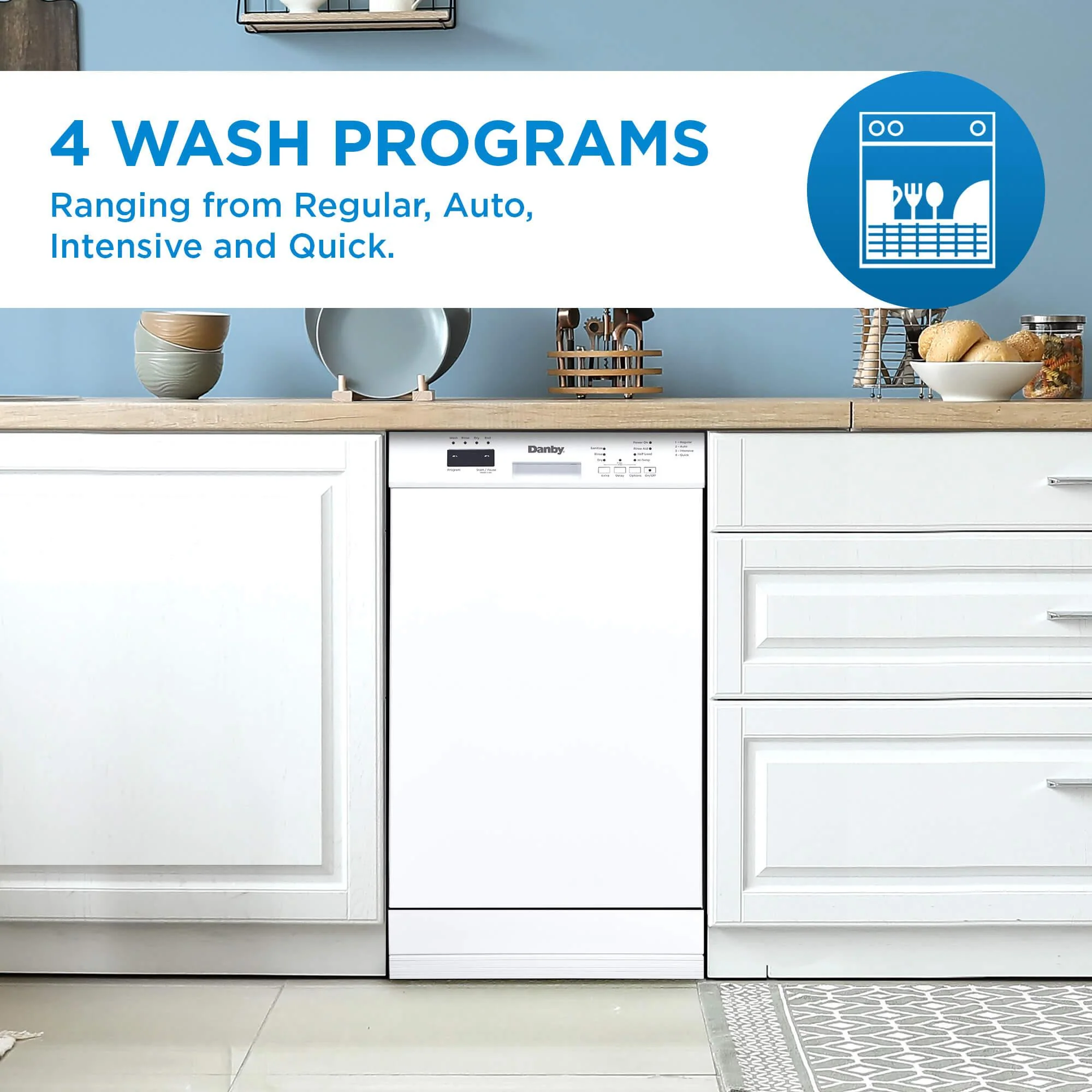 DDW18D1EW Danby 18 Wide Built-in Dishwasher in White - Image 6