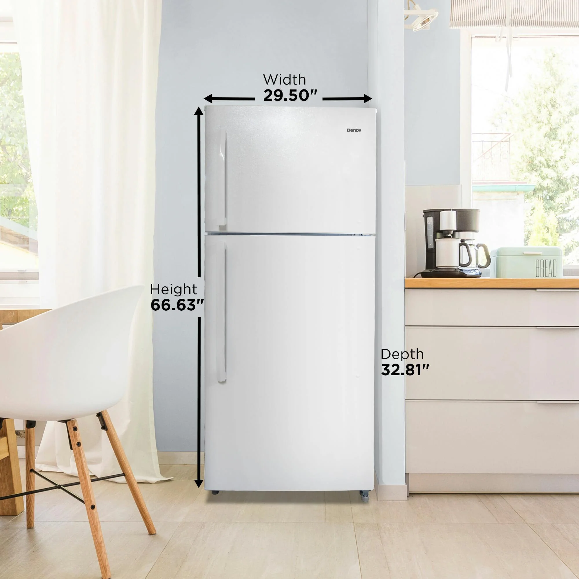 DFF180E1WDB Danby 18.1 cu. ft. Apartment Size Fridge Top Mount in White - Image 5