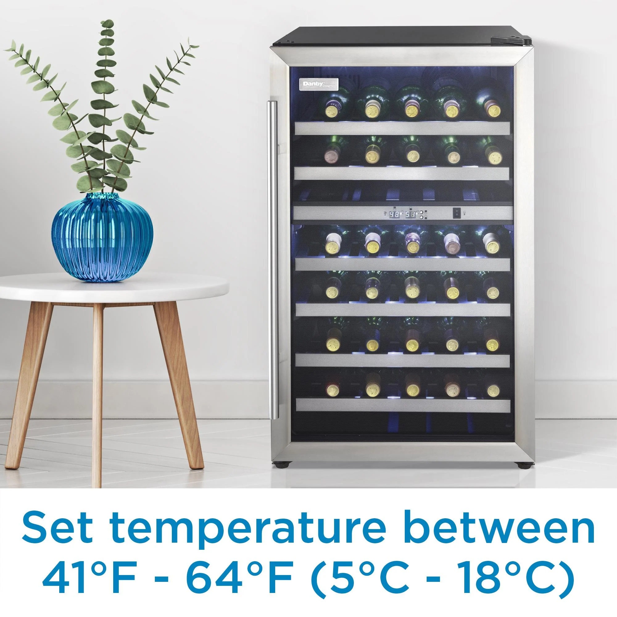 DWC114BLSDD Danby Designer 38 Bottle Free-Standing Wine Cooler in Black Stainless Steel - Image 5