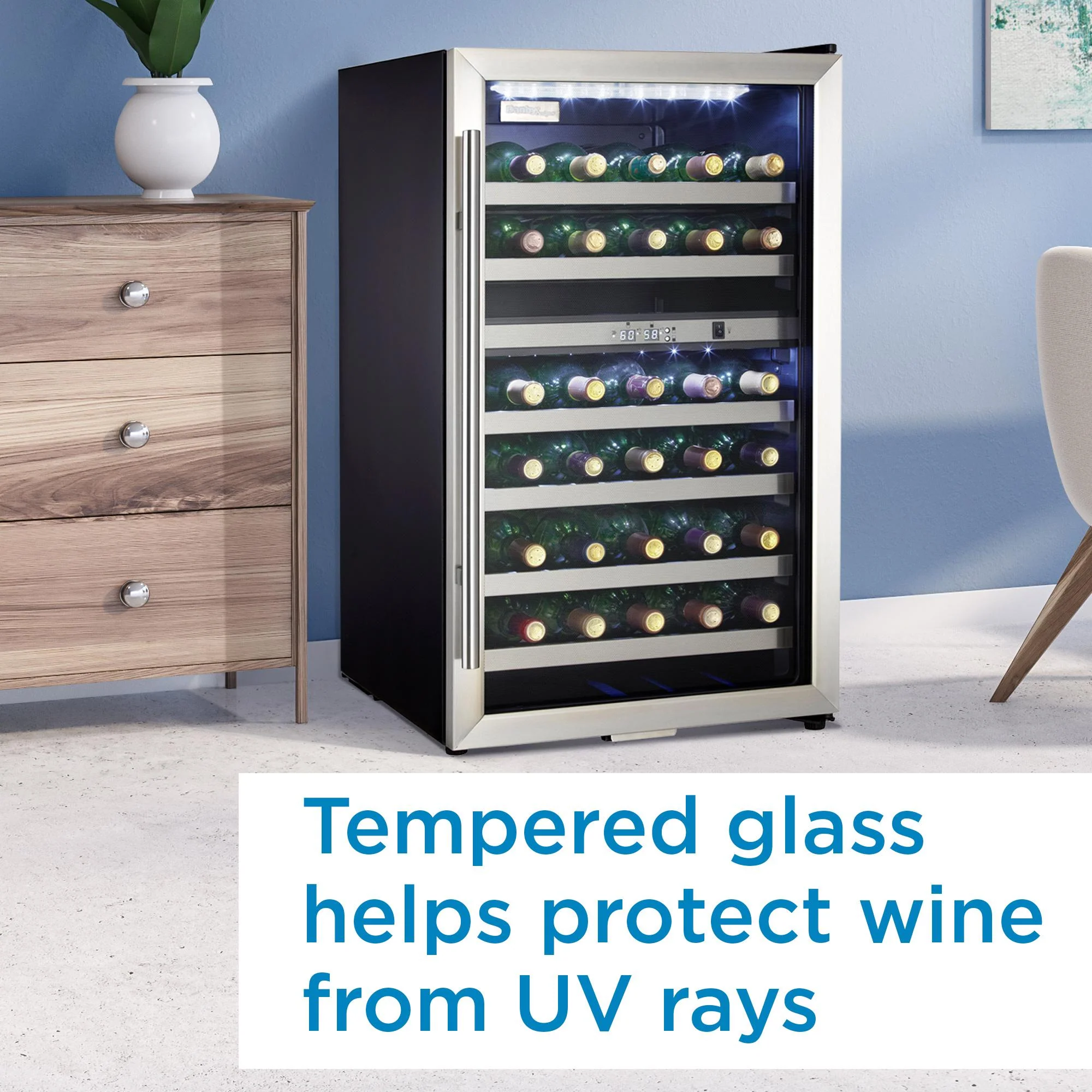 DWC114BLSDD Danby Designer 38 Bottle Free-Standing Wine Cooler in Black Stainless Steel - Image 8