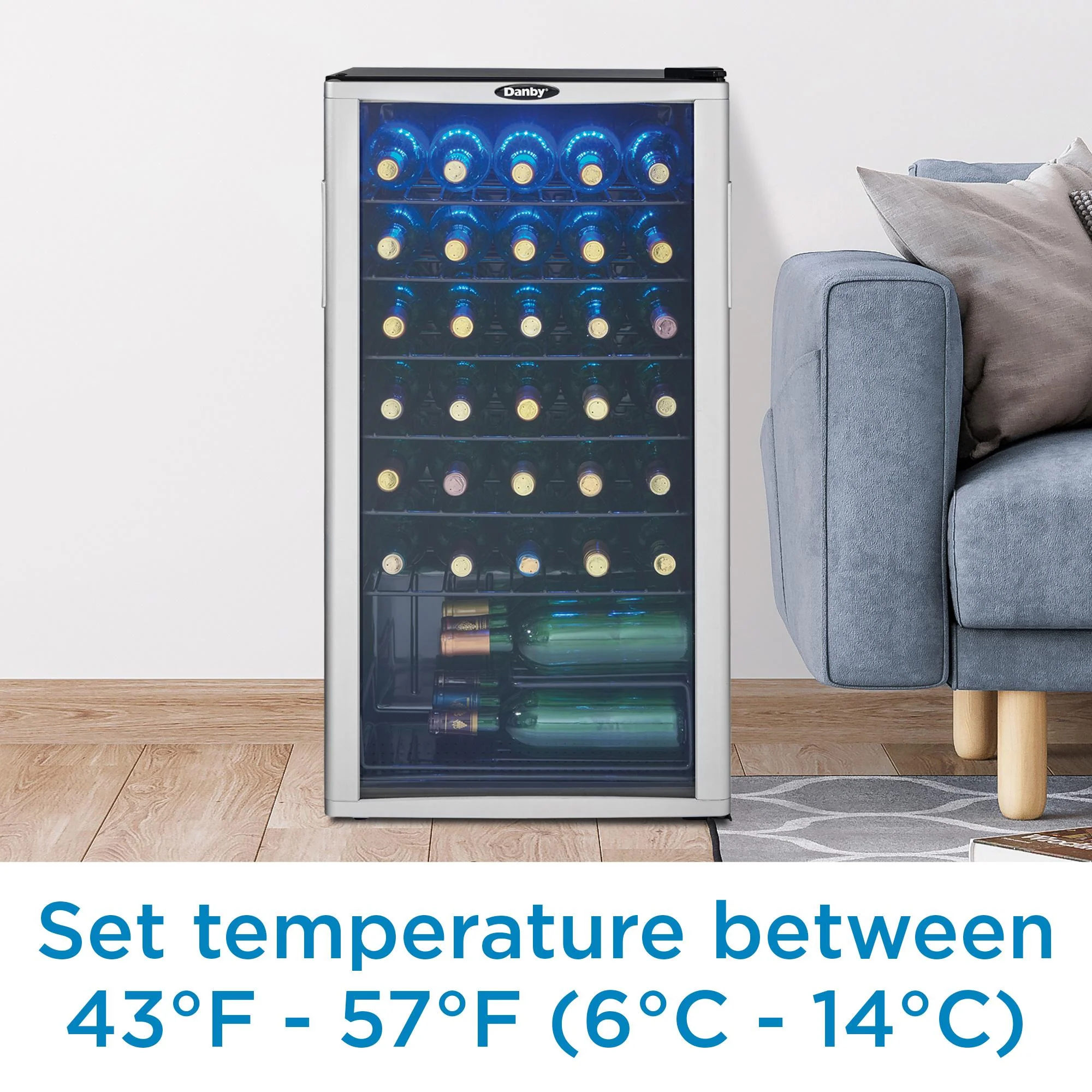 DWC350BLP Danby 36 Bottle Free-Standing Wine Cooler in Platinum - Image 6