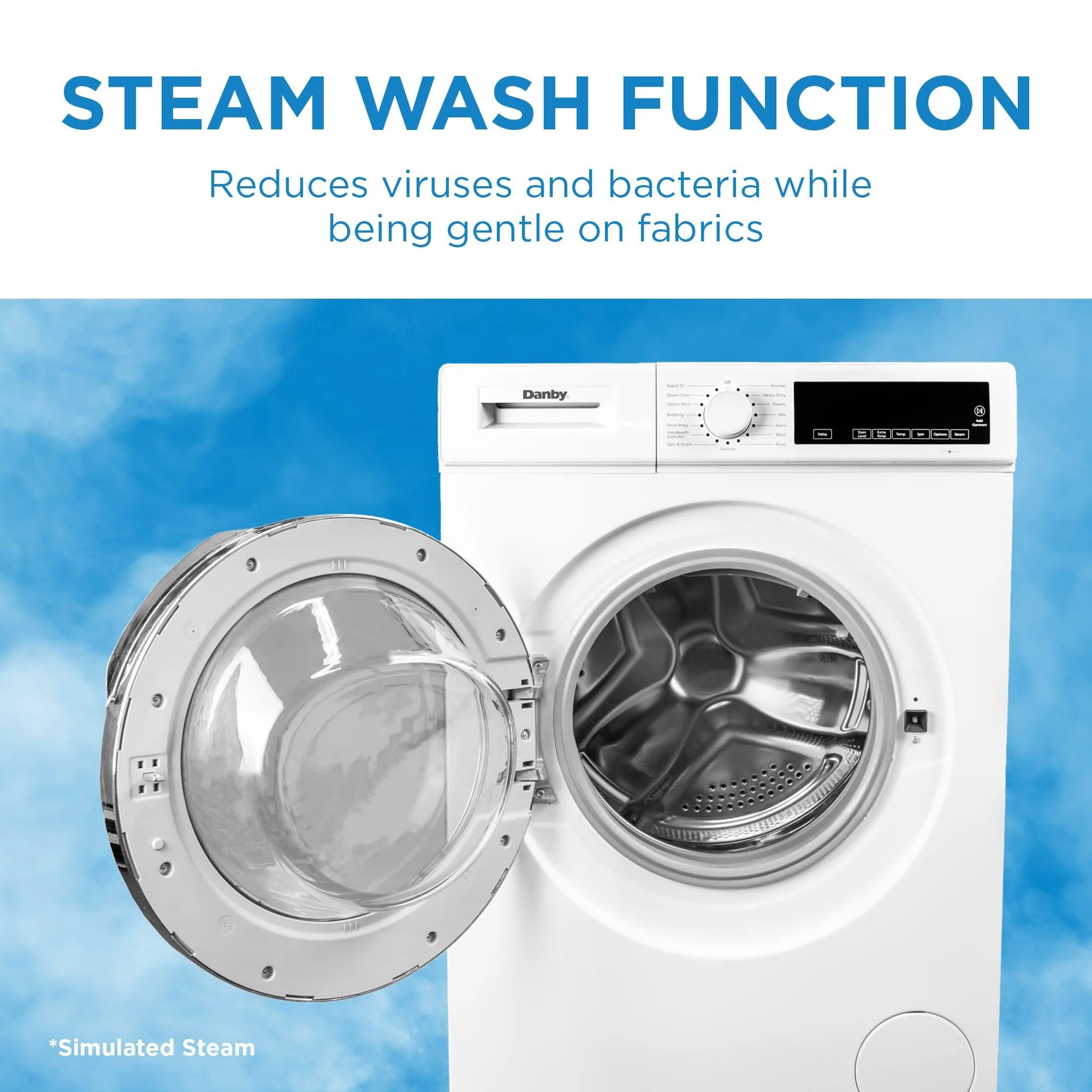 DWM022D3WDB Danby 24 Stackable Front Load Washer with Steam in White - Image 10