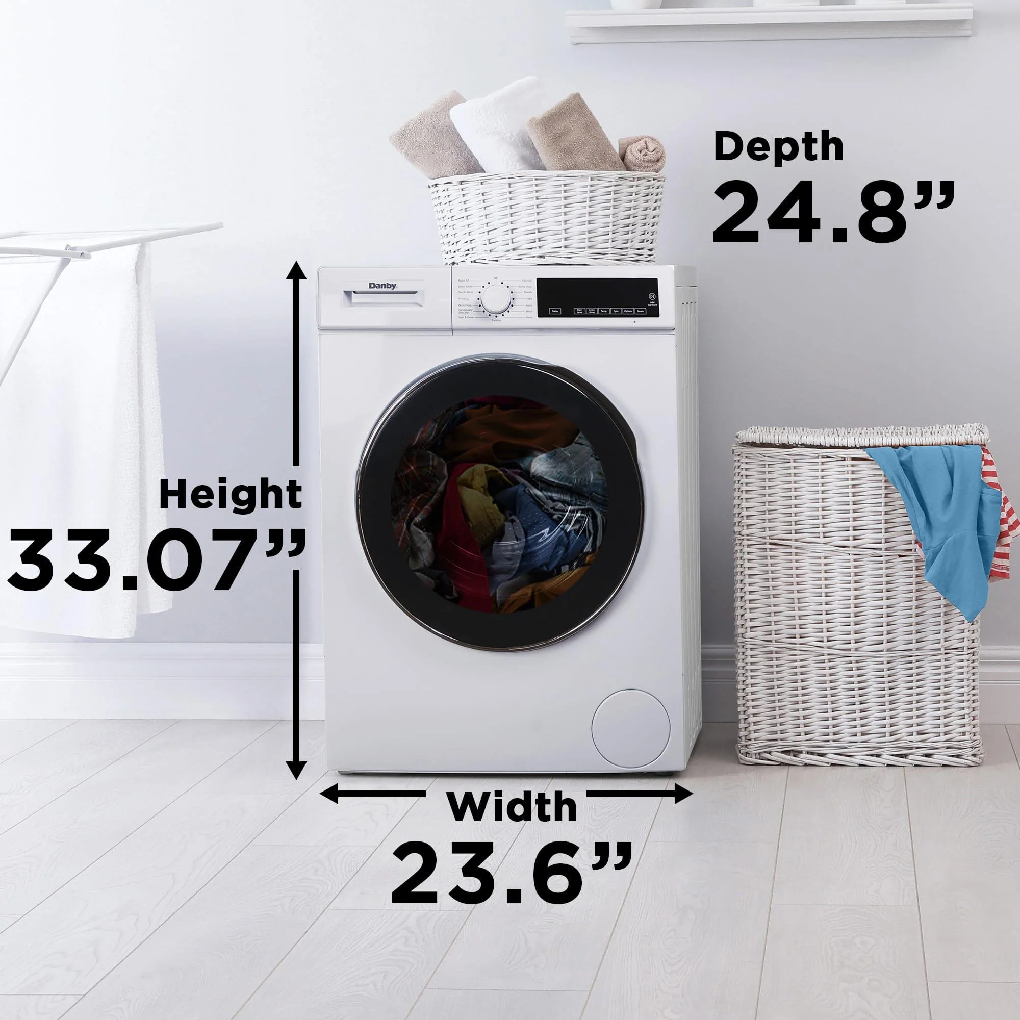 DWM022D3WDB Danby 24 Stackable Front Load Washer with Steam in White - Image 16