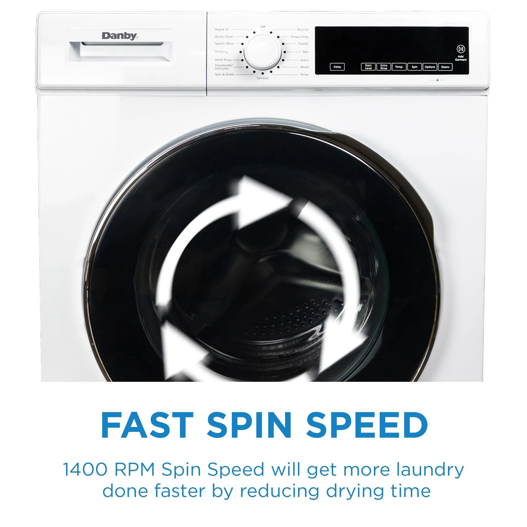 DWM022D3WDB Danby 24 Stackable Front Load Washer with Steam in White - Image 9