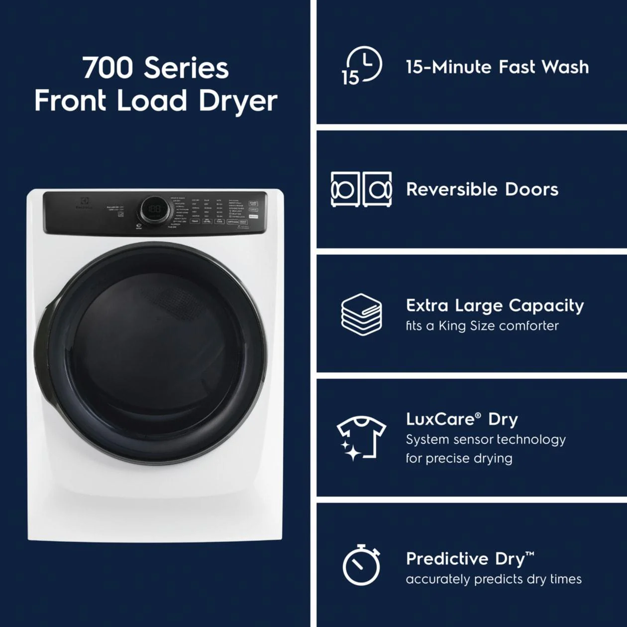 Electrolux ELFG7738AW Front Load Perfect Steam™ Gas Dryer with LuxCare® Dry and Instant Refresh - 8.0 Cu. Ft. - Image 8