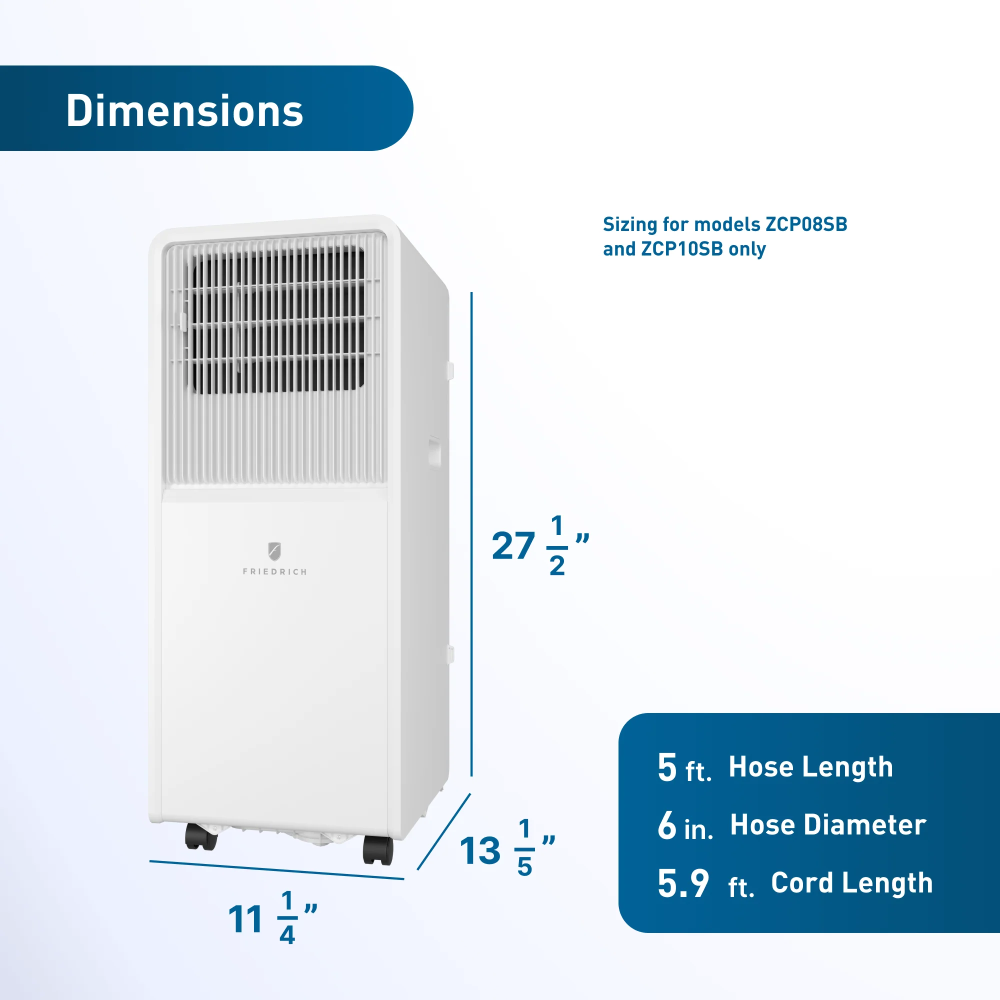 ZCP08SB Friedrich ZoneAire Compact 8,000 BTU Single-Hose Smart Portable Air Conditioner - Image 13