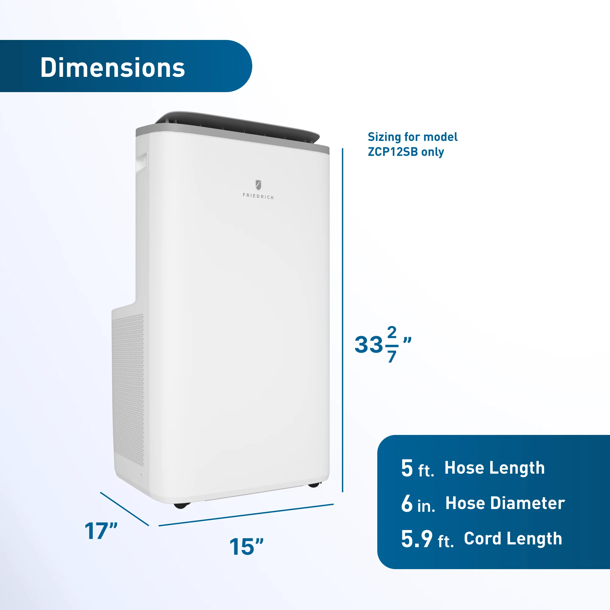 ZCP12SB Friedrich ZoneAire Select 12,000 BTU Single-Hose Smart Portable Air Conditioner - Image 13