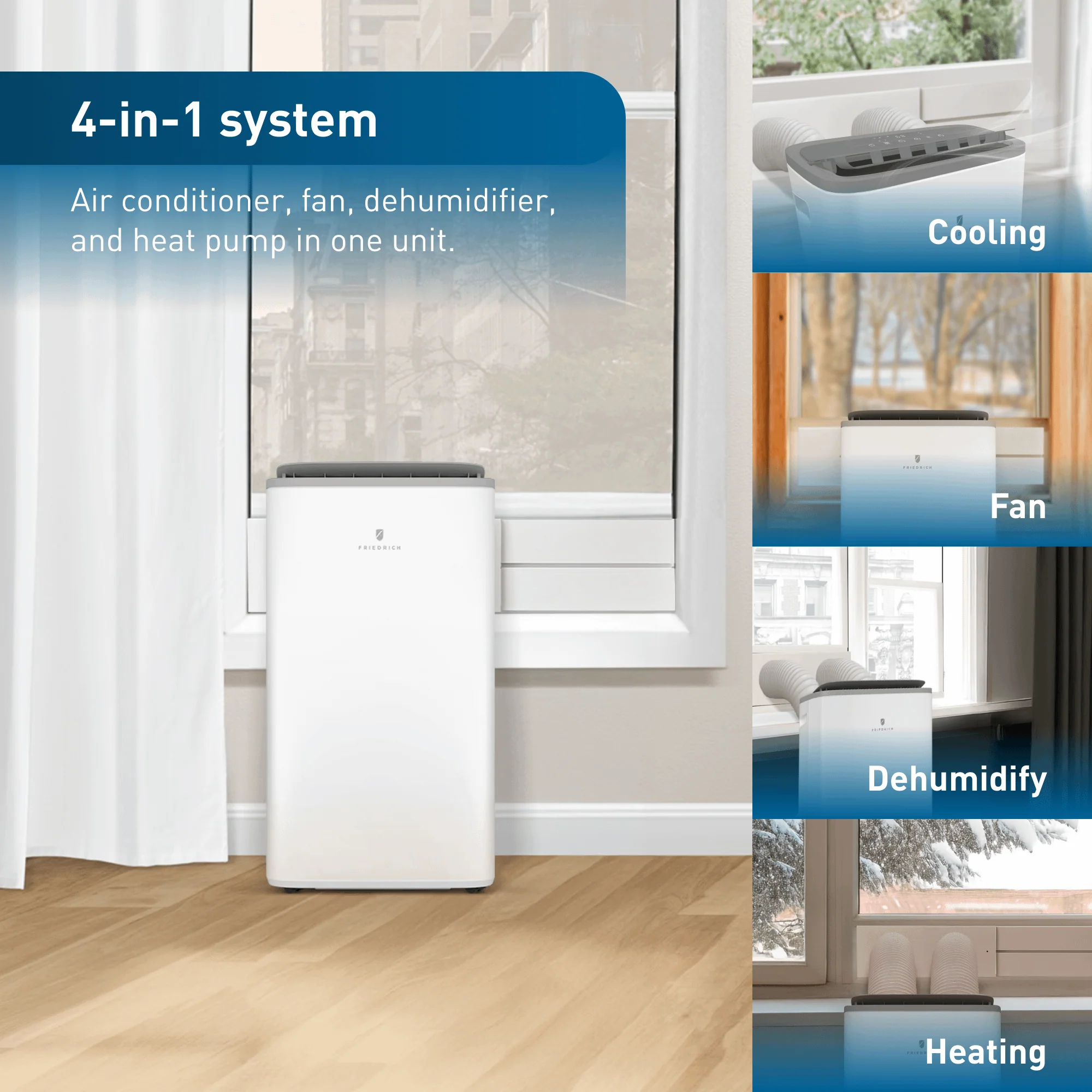 ZHP14DC Friedrich ZoneAire Premier 14,000 BTU Dual-Hose Smart Portable Air Conditioner with Heat Pump - Image 12
