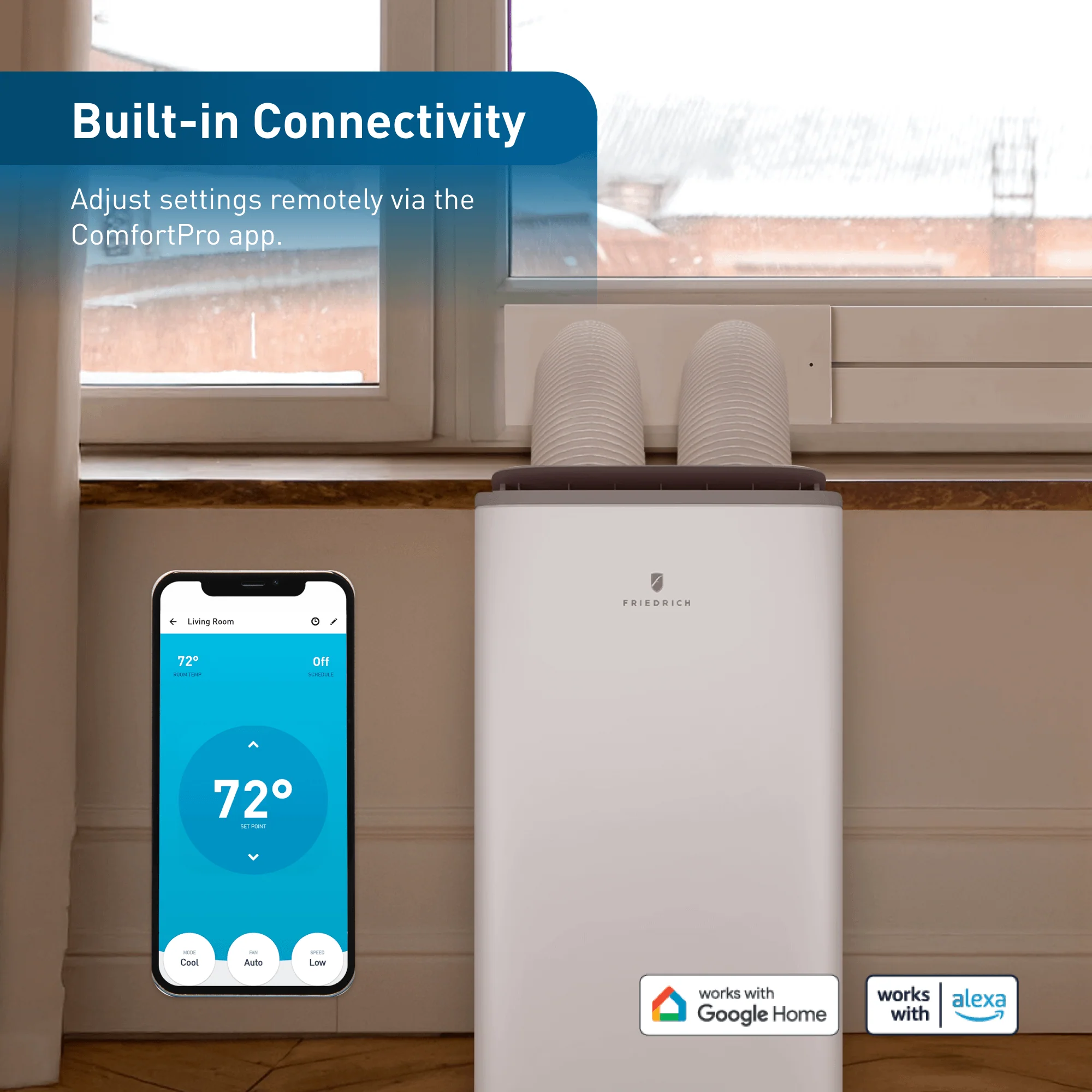 ZHV16DA Friedrich ZoneAire Premier Inverter Dual-Hose 16,000 BTU Smart Portable Air Conditioner with Heat Pump - Image 11