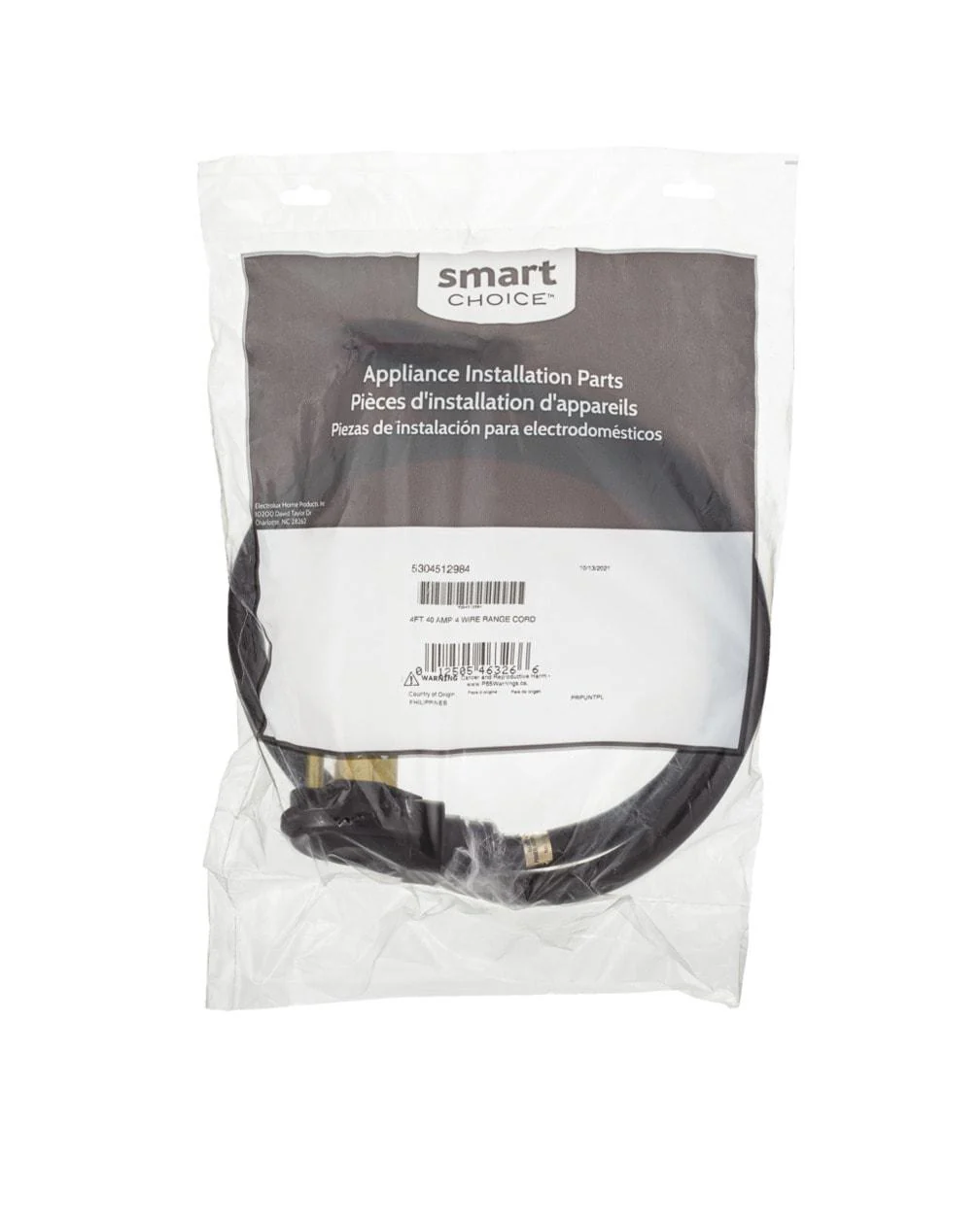 Frigidaire 5304512984C10 Smart Choice 4 ft. 40 Amp Range Cord with 4 Wire - Image 3