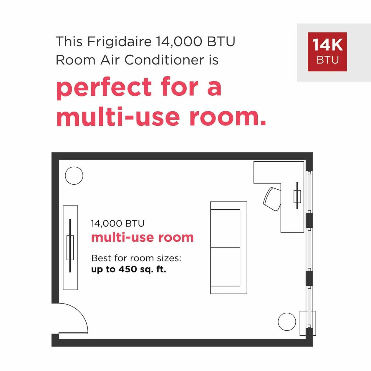 Frigidaire FHPH142AA1 3-in-1 Connected Portable Room Air Conditioner with Supplemental Heat 14,000 BTU (ASHRAE) / 10,000 BTU (DOE) - Image 2
