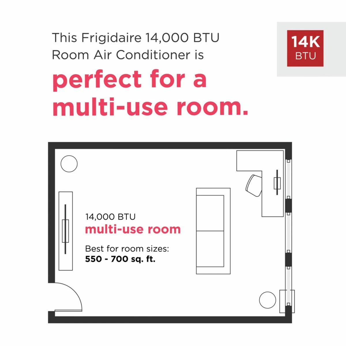 Frigidaire FHPW142AC1 3-in-1 Connected Portable Room Air Conditioner 14,000 BTU (ASHRAE) / 10,000 BTU (DOE) - Image 3