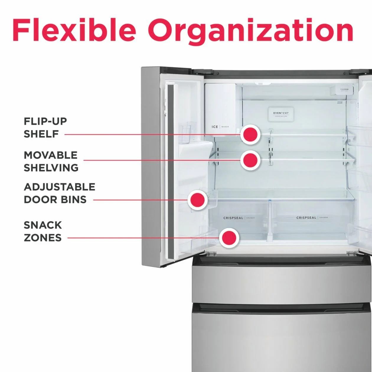 Frigidaire FRMS2733AV 26 Cu. Ft. Standard-Depth 4-Door French Door Refrigerator - Image 7