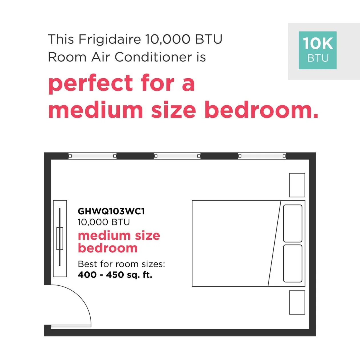 Frigidaire GHWQ103WC1 10,000 BTU Inverter Window Room Air Conditioner with Wi-Fi (Energy Star) - Image 2