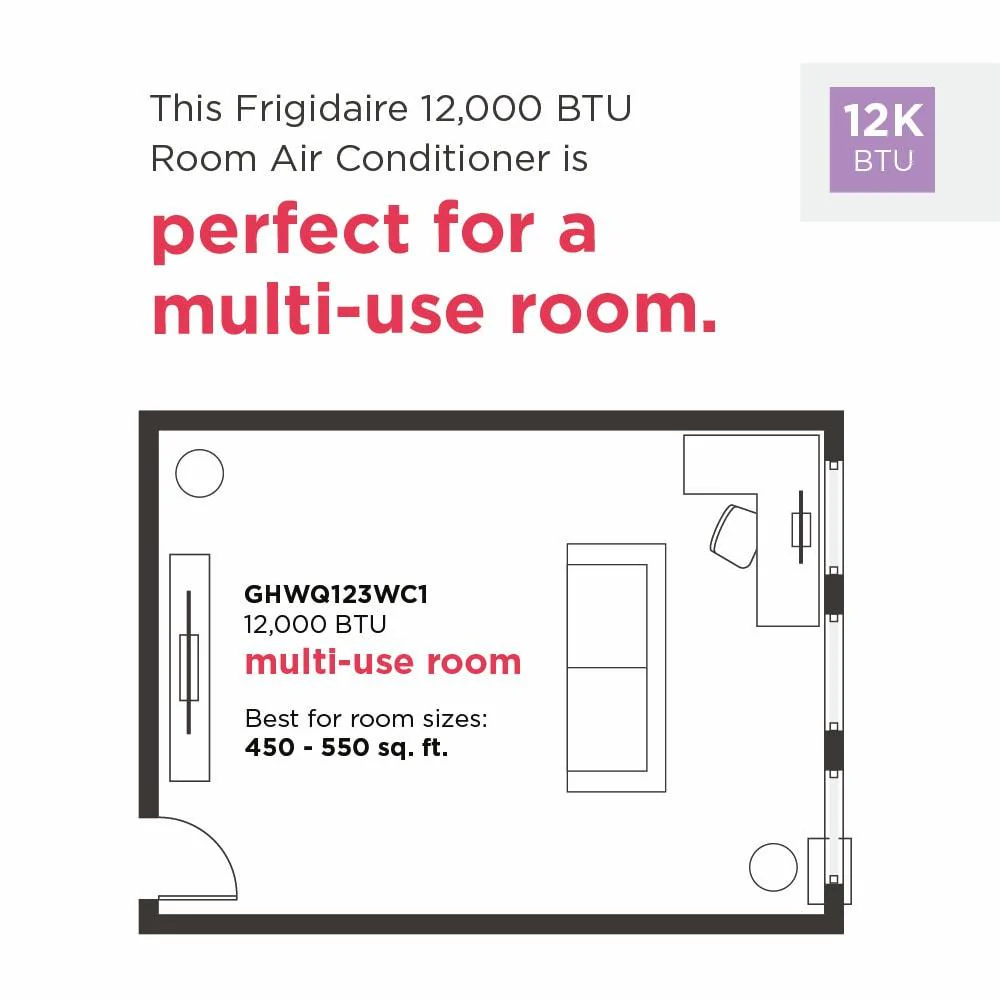 Frigidaire GHWQ123WC1 12,000 BTU Inverter Window Room Air Conditioner with Wi-Fi (Energy Star) - Image 2