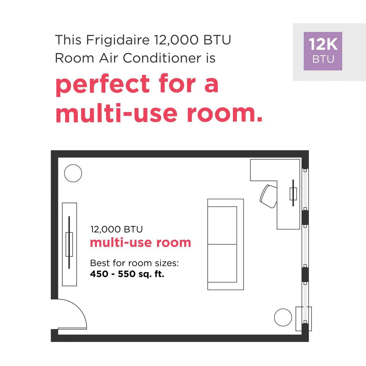Frigidaire GHWW125TE1 12,000 BTU Inverter Window Room Air Conditioner with Wi-Fi (Energy Star) - Image 2