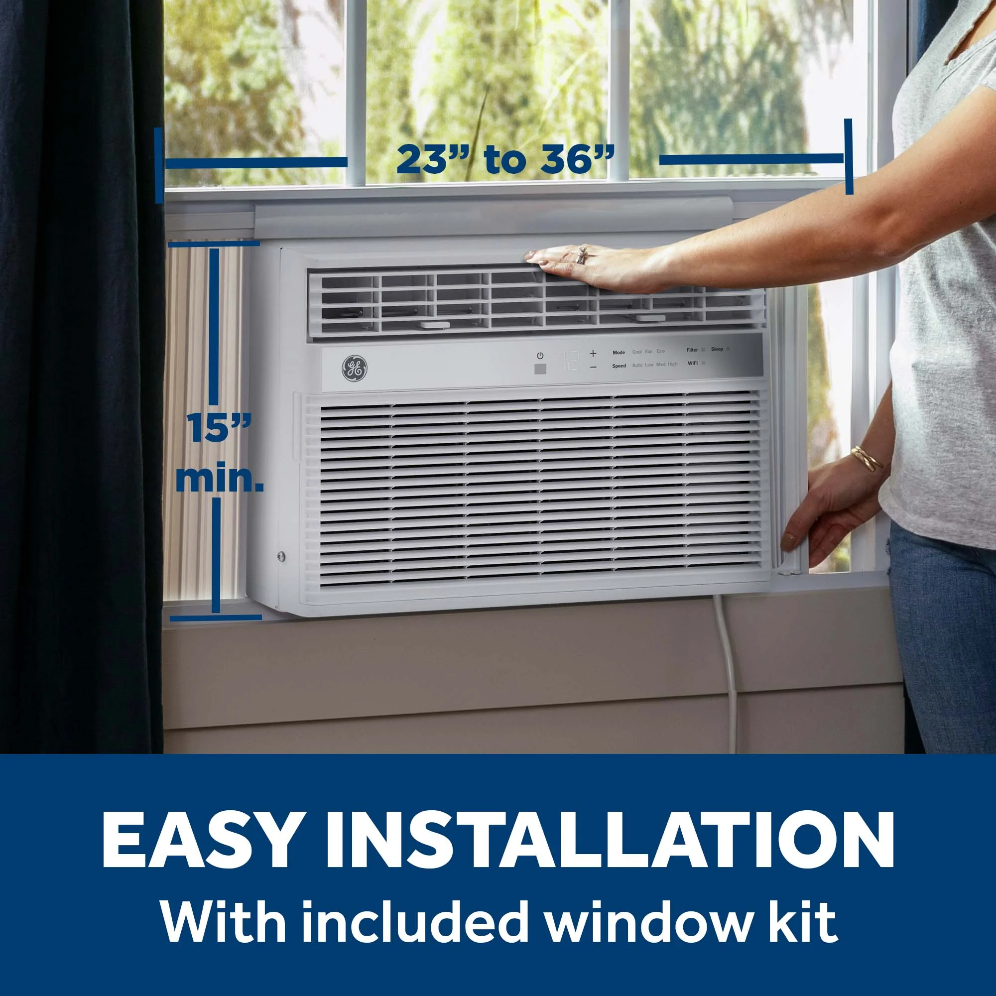 AWES08WWF GE® 8,000 BTU Smart Electronic Window Air Conditioner for Medium Rooms up to 350 sq. ft. - Image 2