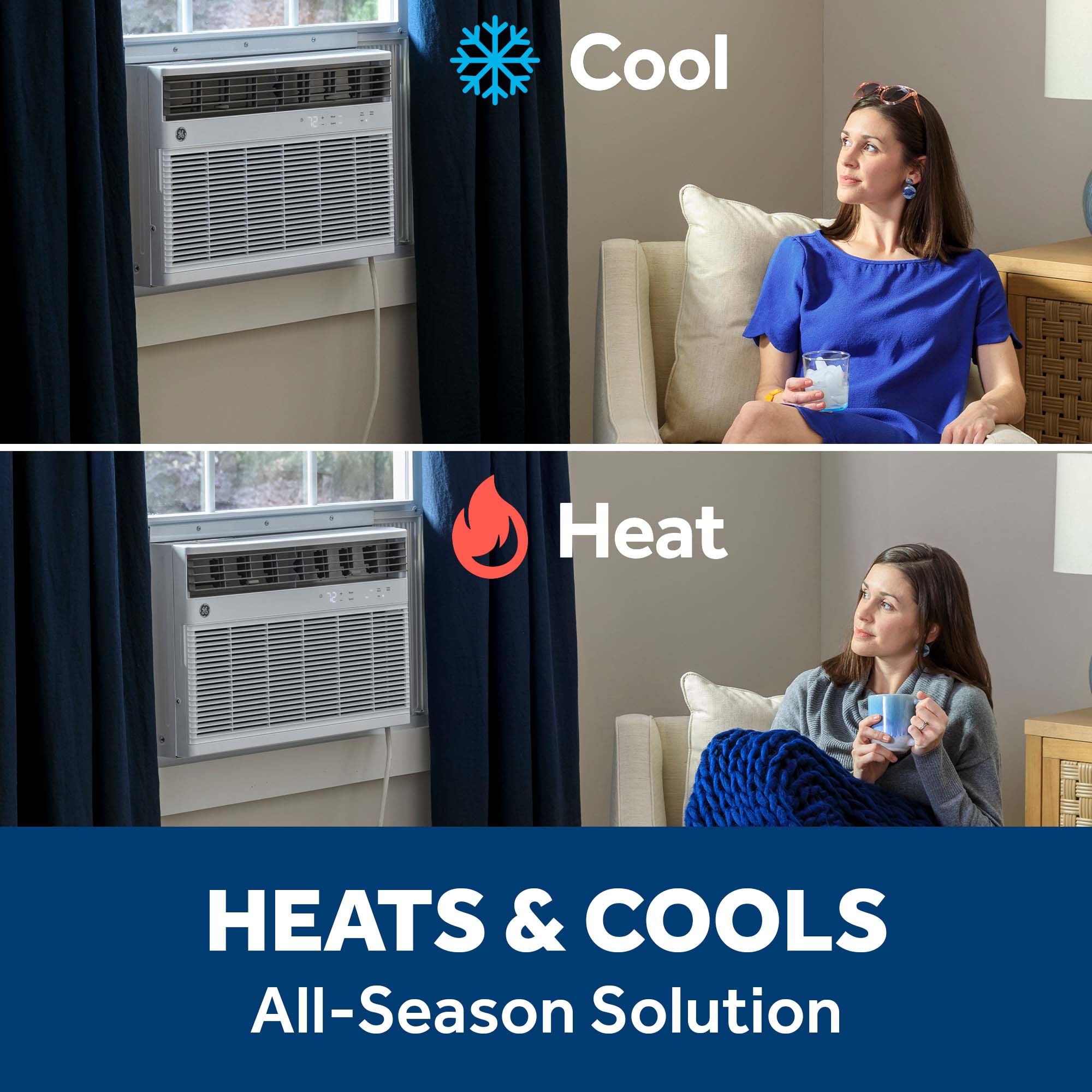 AWGH12WWF GE® 12,000 BTU Smart Heat/Cool Electronic Window Air Conditioner for Large Rooms up to 550 sq. ft. - Image 2