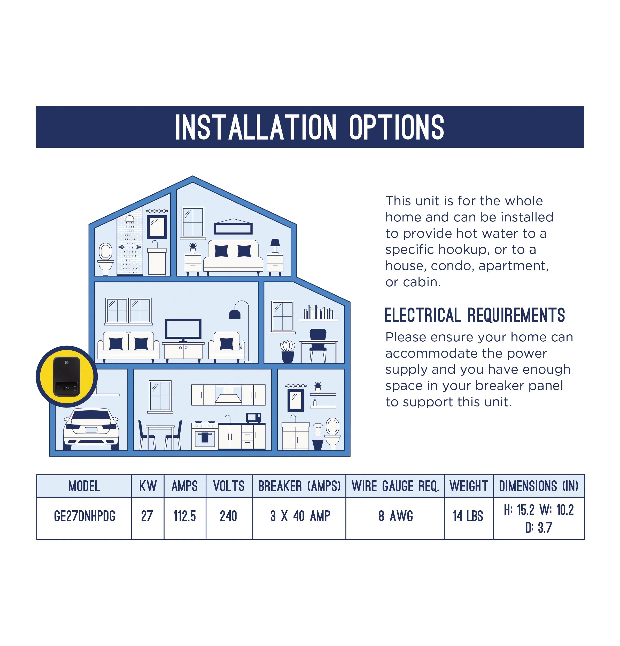 GE27DNHPDG GE® Tankless Electric Water Heater - Image 14