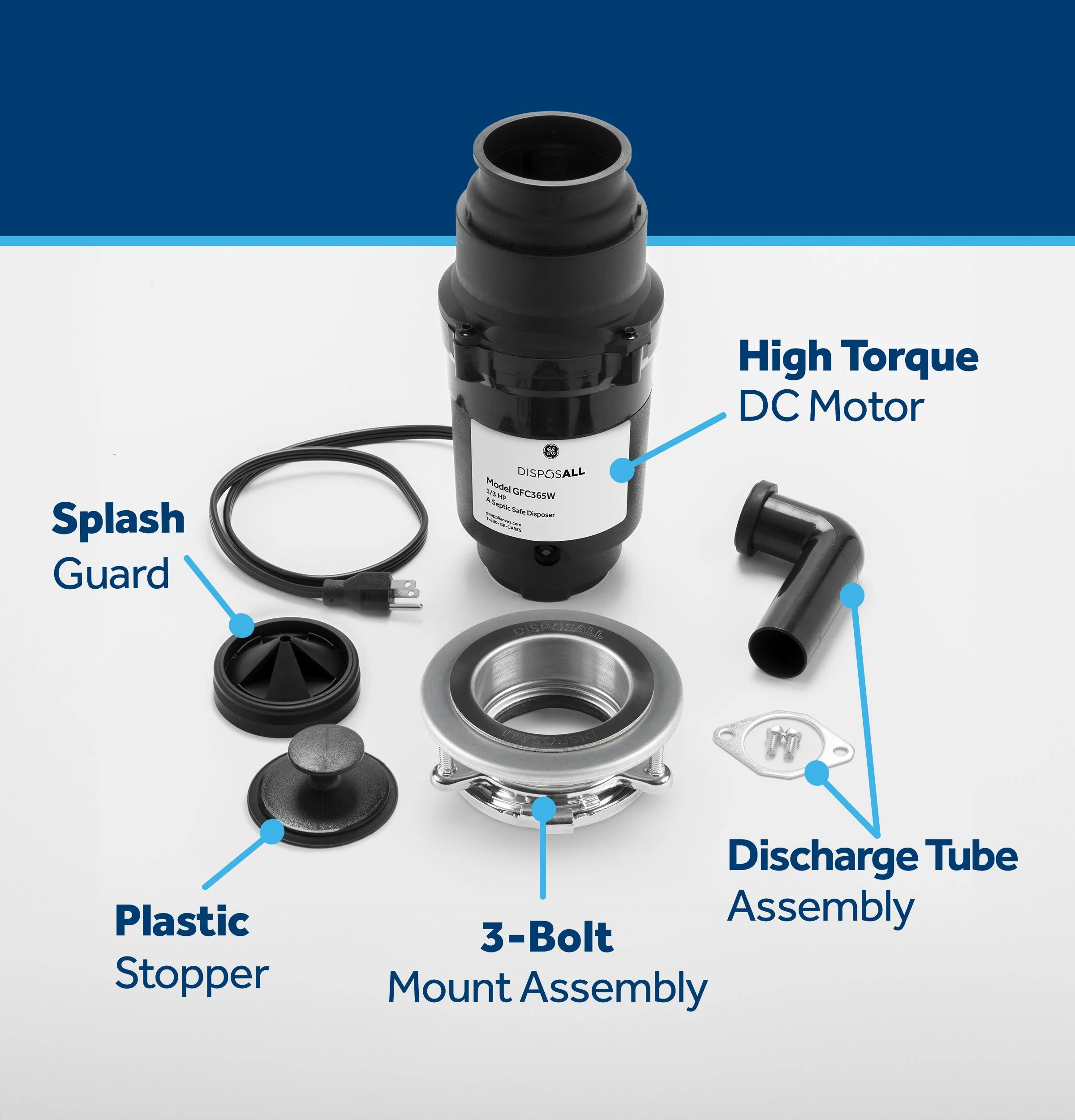 GFC365W GE DISPOSALL® 1/3 HP Continuous Feed Garbage Disposer - Corded - Image 4