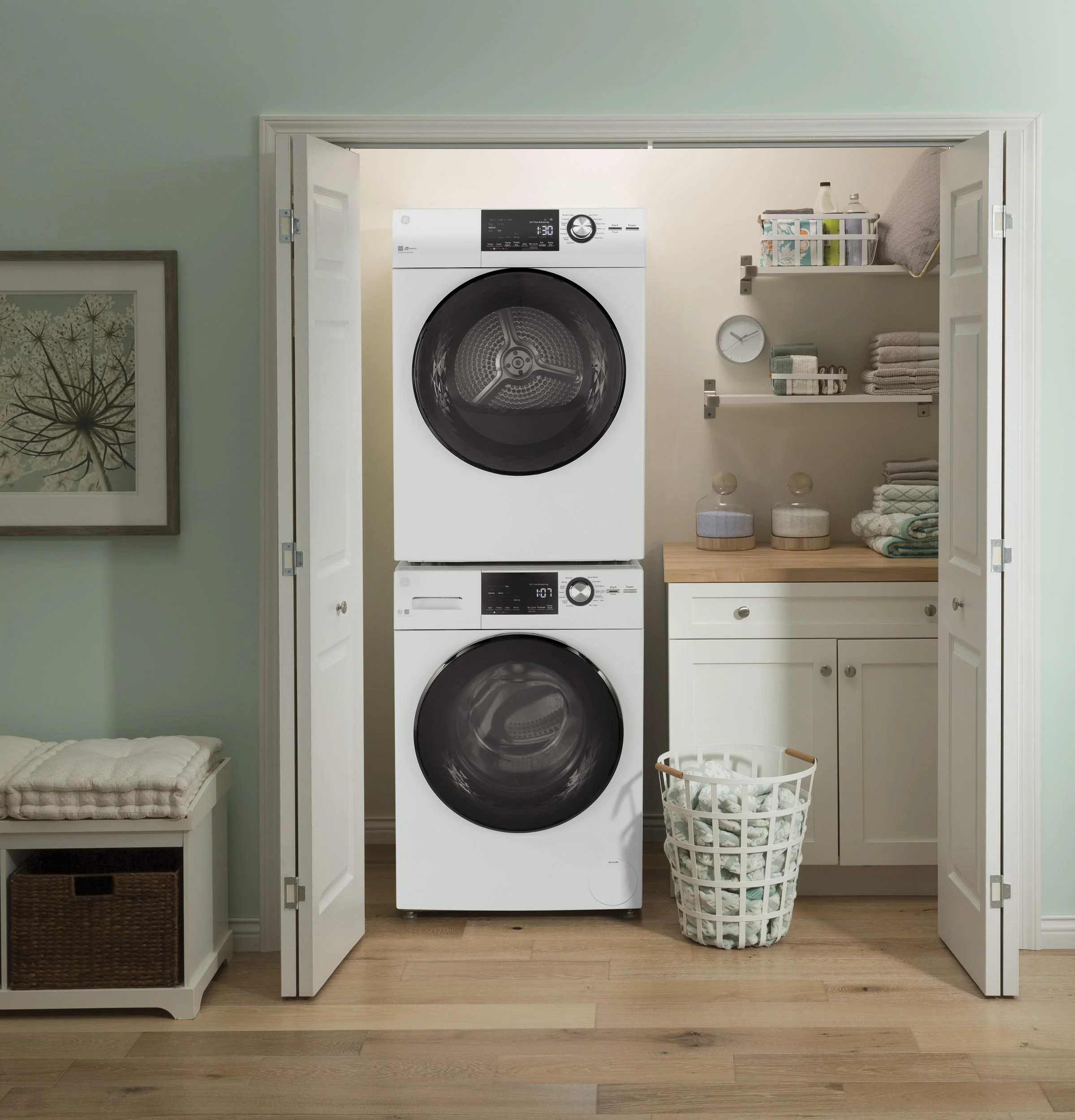 GFD14ESSNWW GE® ENERGY STAR® 24" 4.3 Cu.Ft. Front Load Vented Electric Dryer with Stainless Steel Basket - Image 5