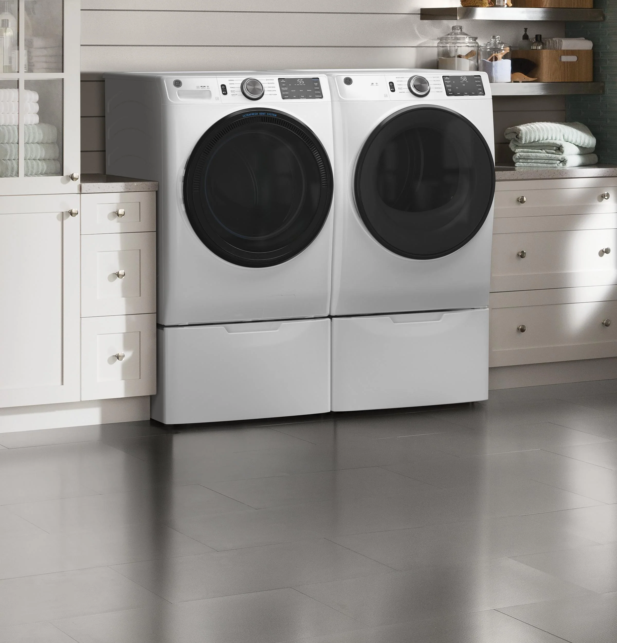 GFD55GSSNWW GE® ENERGY STAR® 7.8 cu. ft. Capacity Smart Front Load Gas Dryer with Sanitize Cycle - Image 46