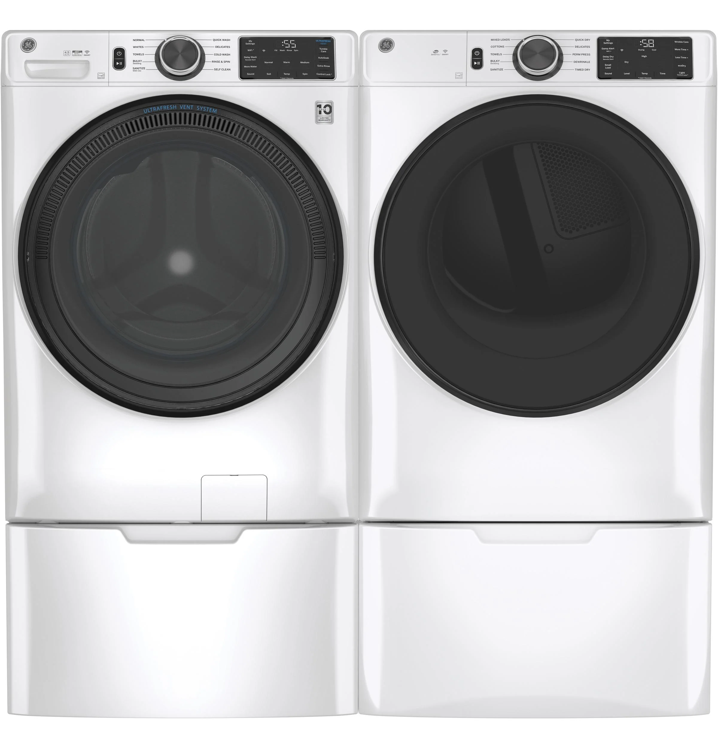 GFD55GSSNWW GE® ENERGY STAR® 7.8 cu. ft. Capacity Smart Front Load Gas Dryer with Sanitize Cycle - Image 7