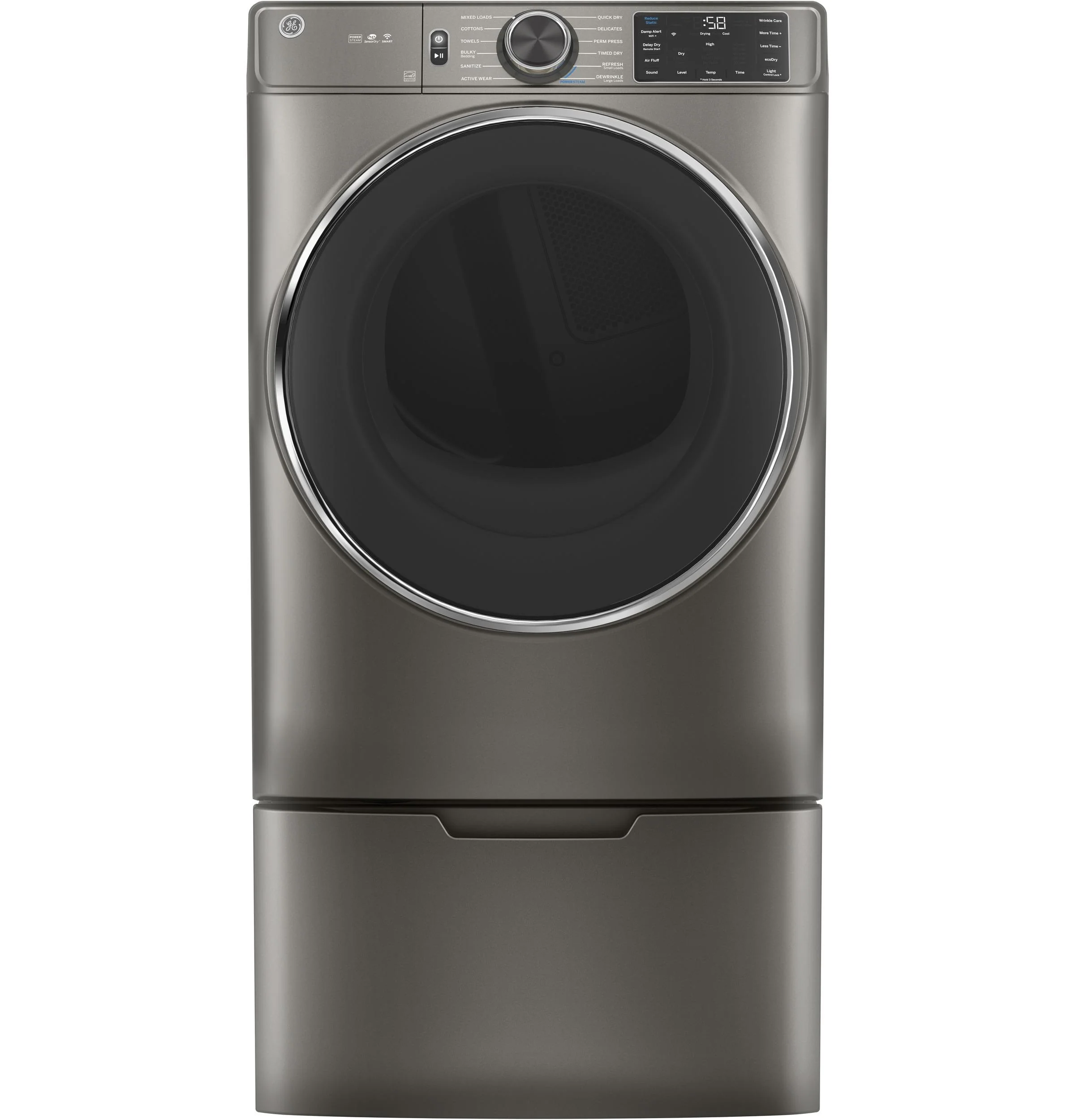 GE® 7.8 cu. ft. Capacity Smart Front Load Electric Dryer with Steam and Sanitize Cycle - Image 2