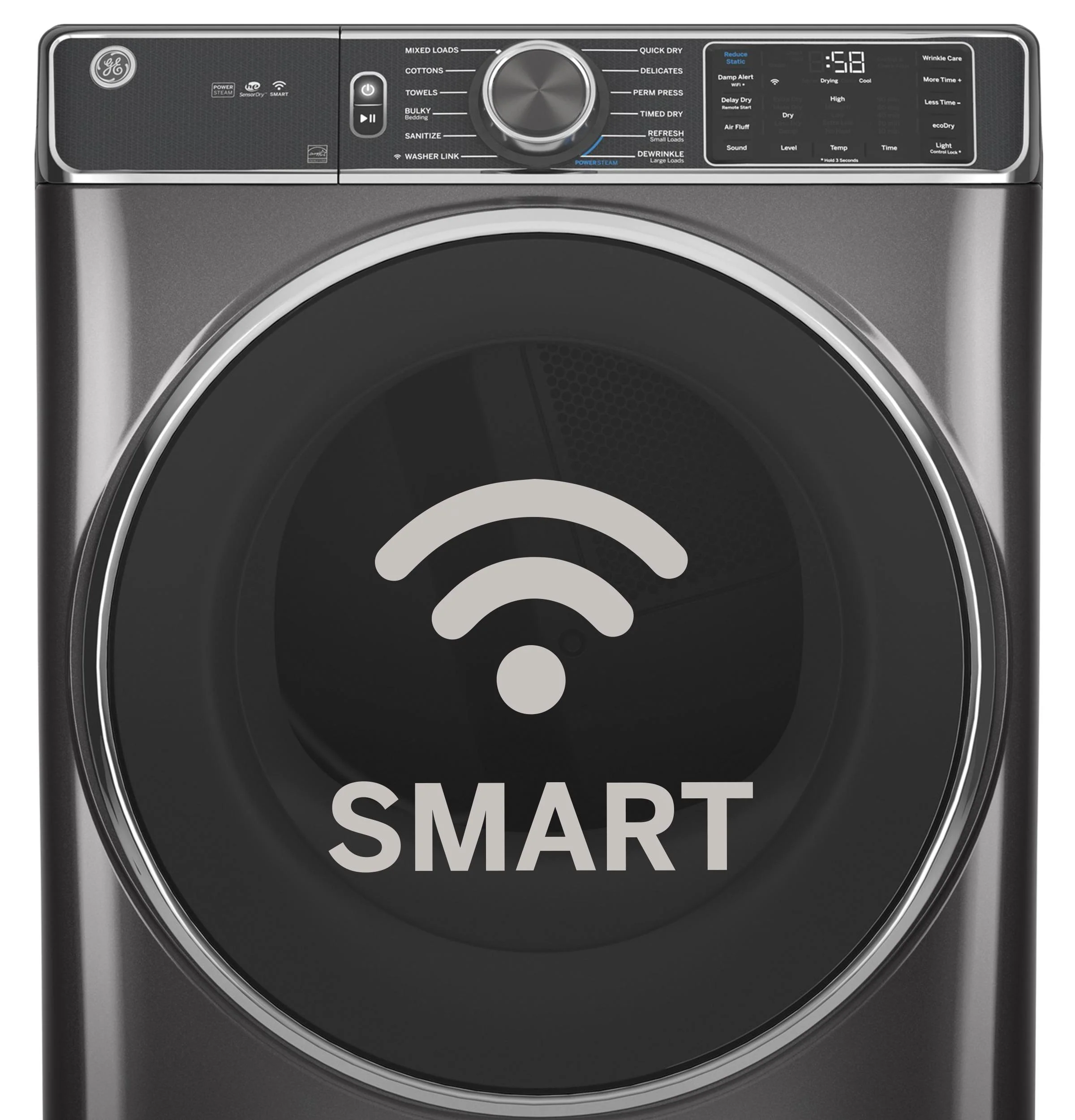 GE® 7.8 cu. ft. Capacity Smart Front Load Gas Dryer with Steam and Sanitize Cycle - Image 11