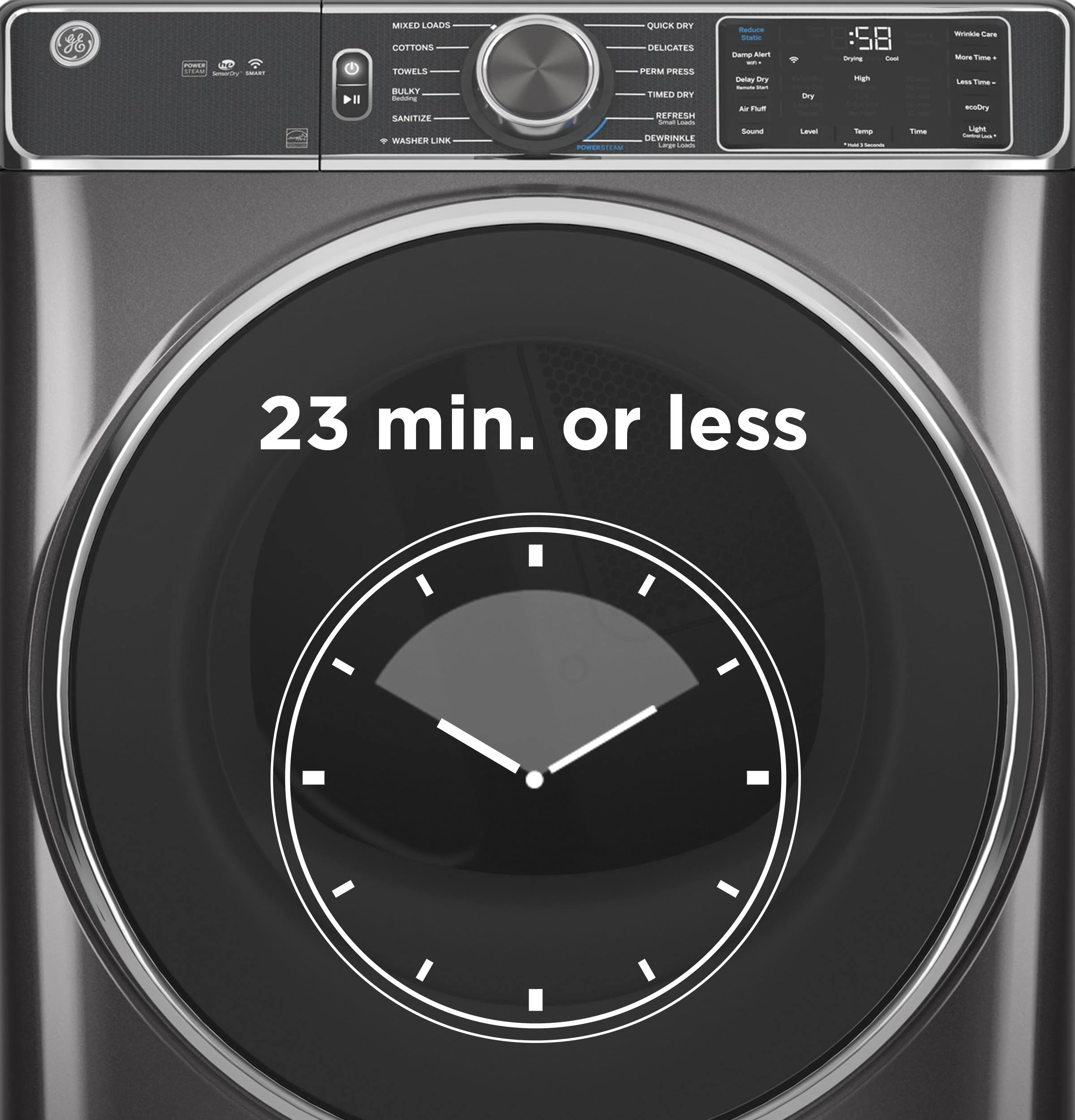 GE® 7.8 cu. ft. Capacity Smart Front Load Gas Dryer with Steam and Sanitize Cycle - Image 15